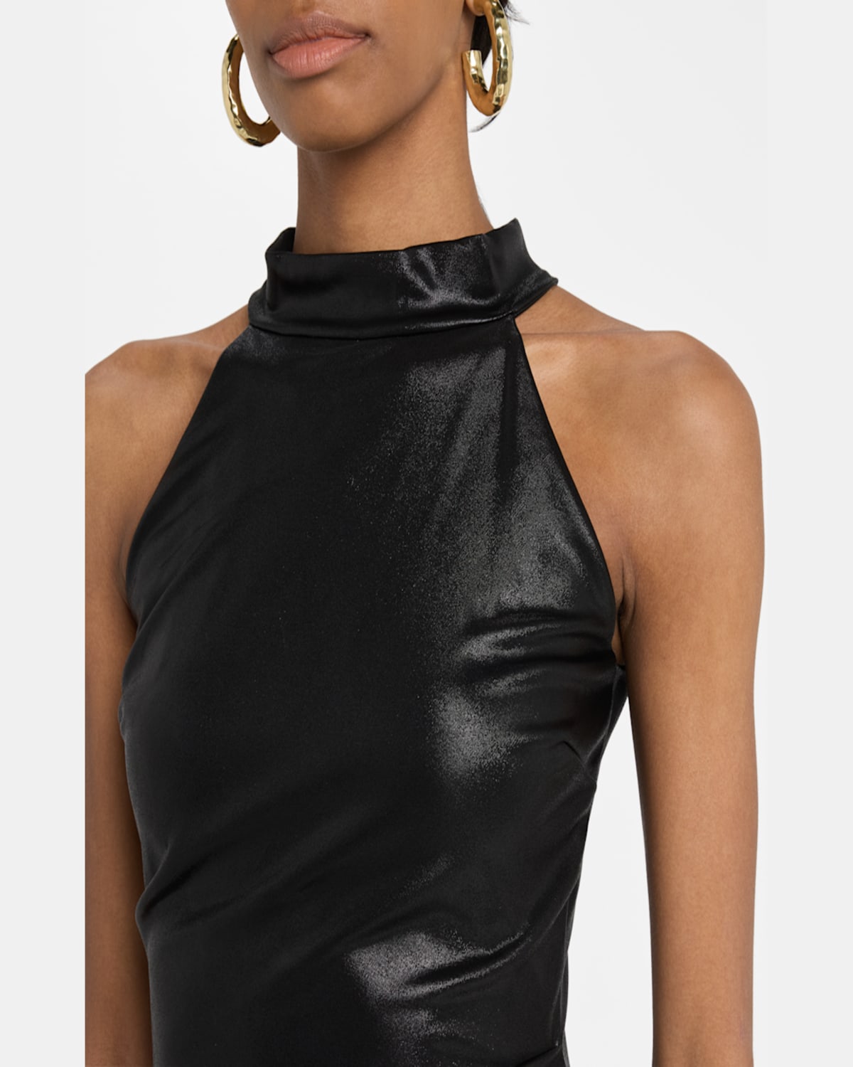 Chiara Boni La Petite Robe Hudrix Draped Mock-neck Halter Column Gown In Black
