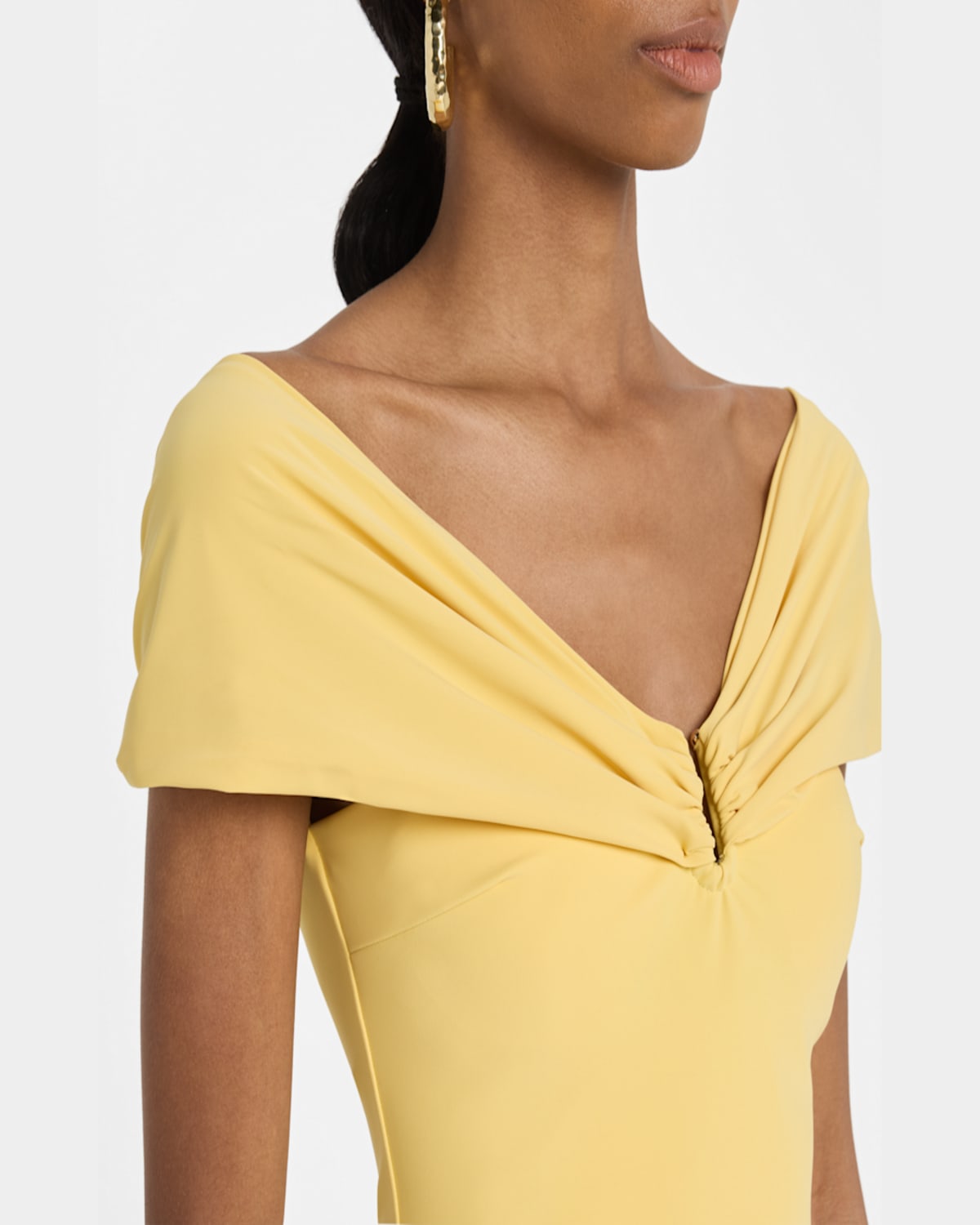 Shop Chiara Boni La Petite Robe Kyoji Off-shoulder Midi Sheath Dress In Soleil