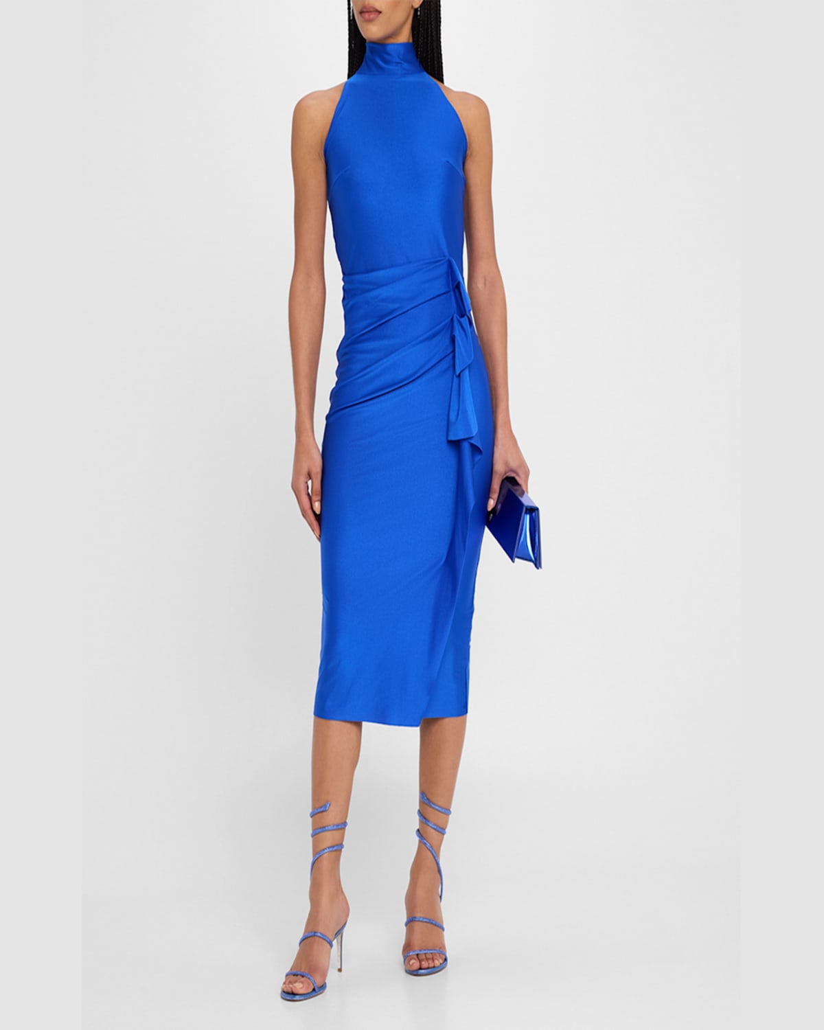 Chiara Boni La Petite Robe Gudrum Java Draped Jersey Midi Dress In Azulejo