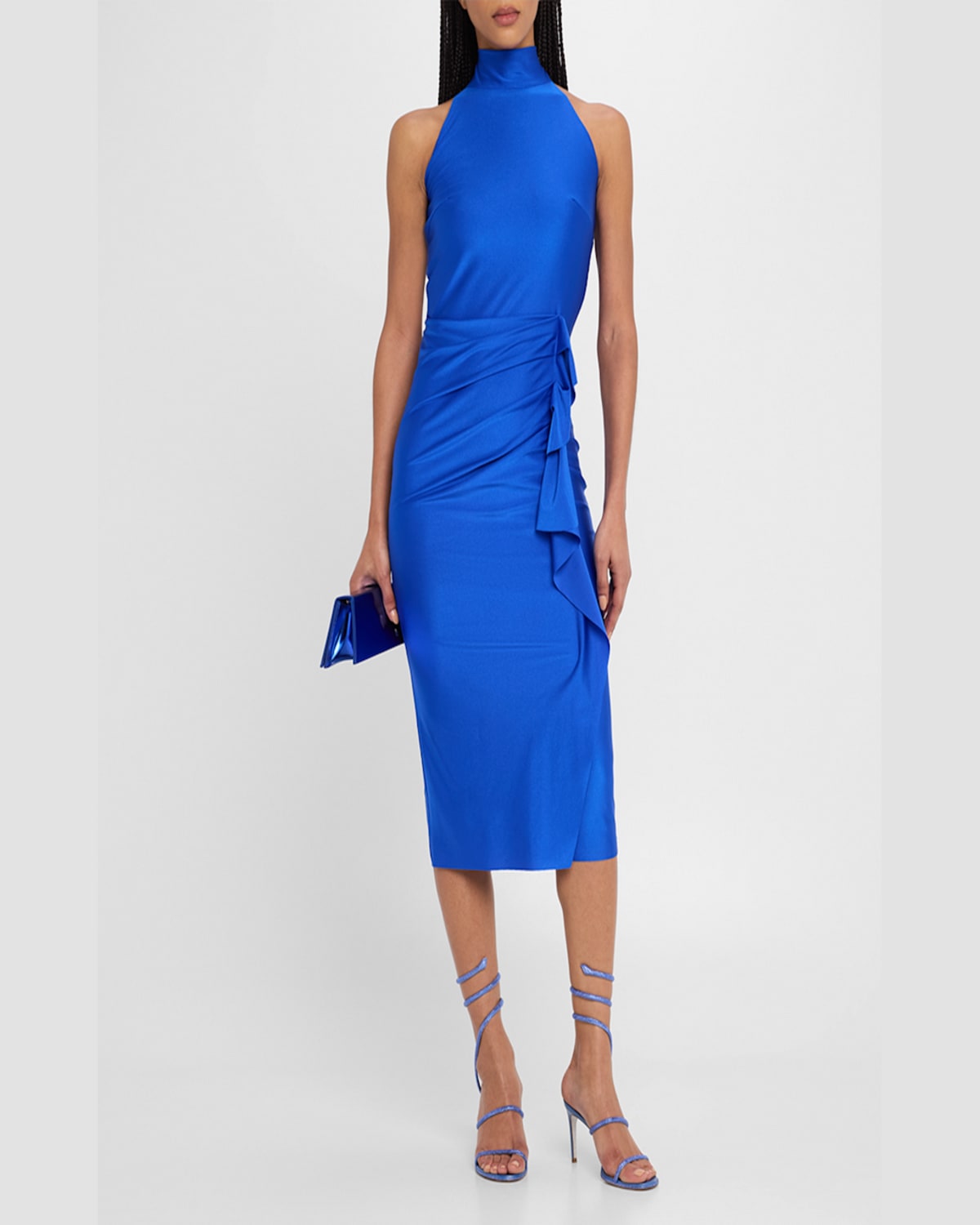 Chiara Boni La Petite Robe Gudrum Java Draped Jersey Midi Dress In Azulejo
