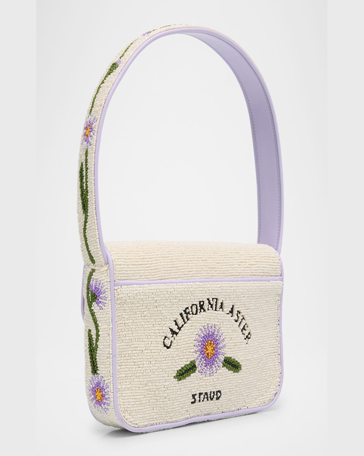 Shop Staud Tommy Beaded Flap Shoulder Bag In California Aster