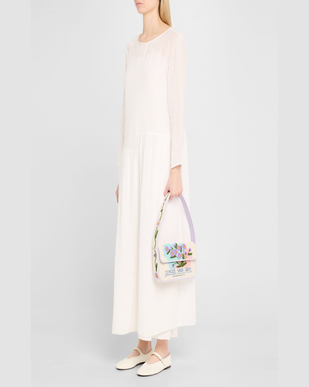 STAUD TOMMY BEADED FLAP SHOULDER BAG 