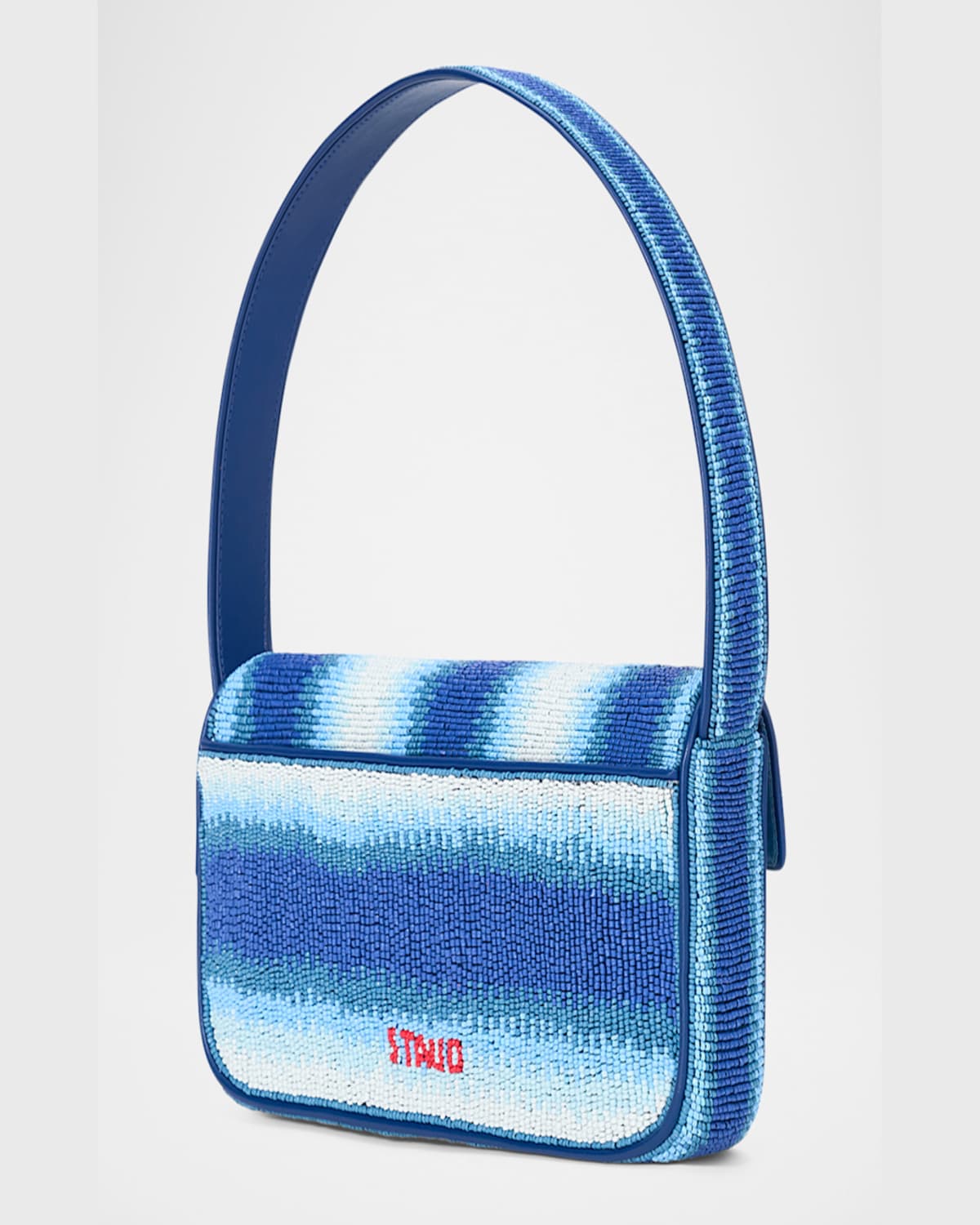 Shop Staud Tommy Beaded Flap Shoulder Bag In California Poppy