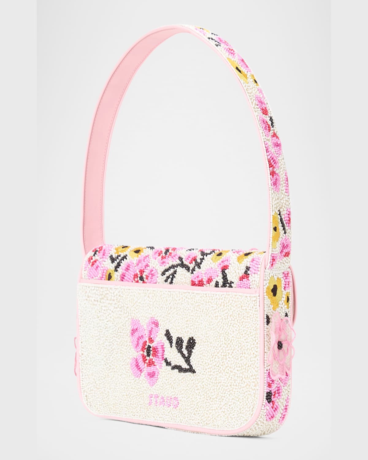 Shop Staud Tommy Beaded Flap Shoulder Bag In California Aster