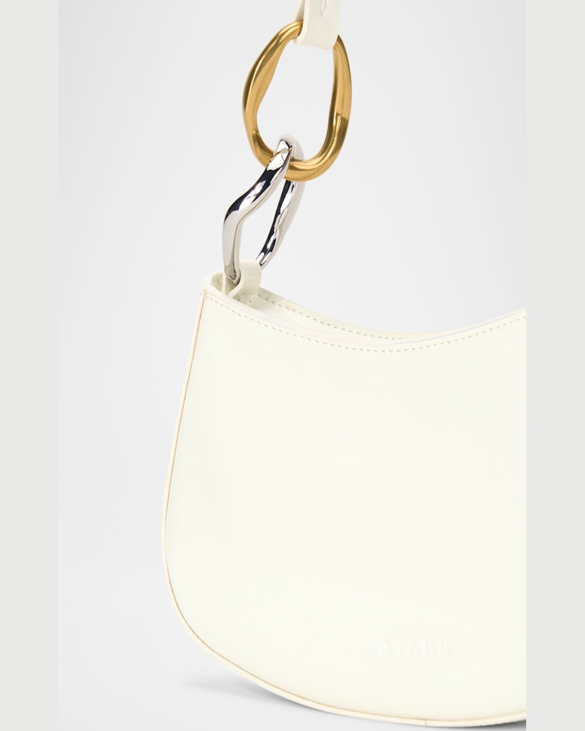 Staud Ollie Chain-link Leather Shoulder Bag In Paper