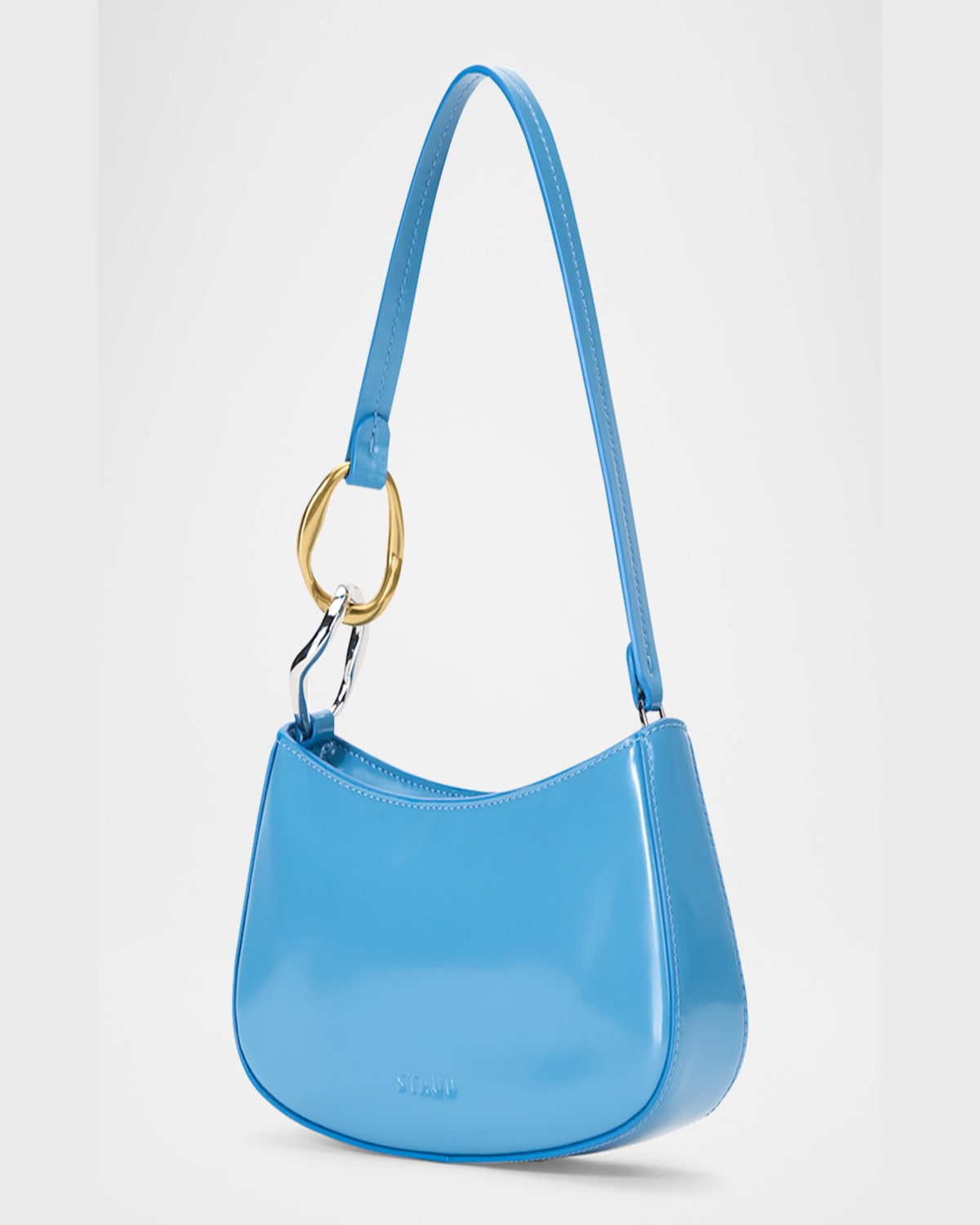 Staud Ollie Leather Shoulder Bag In  Blue