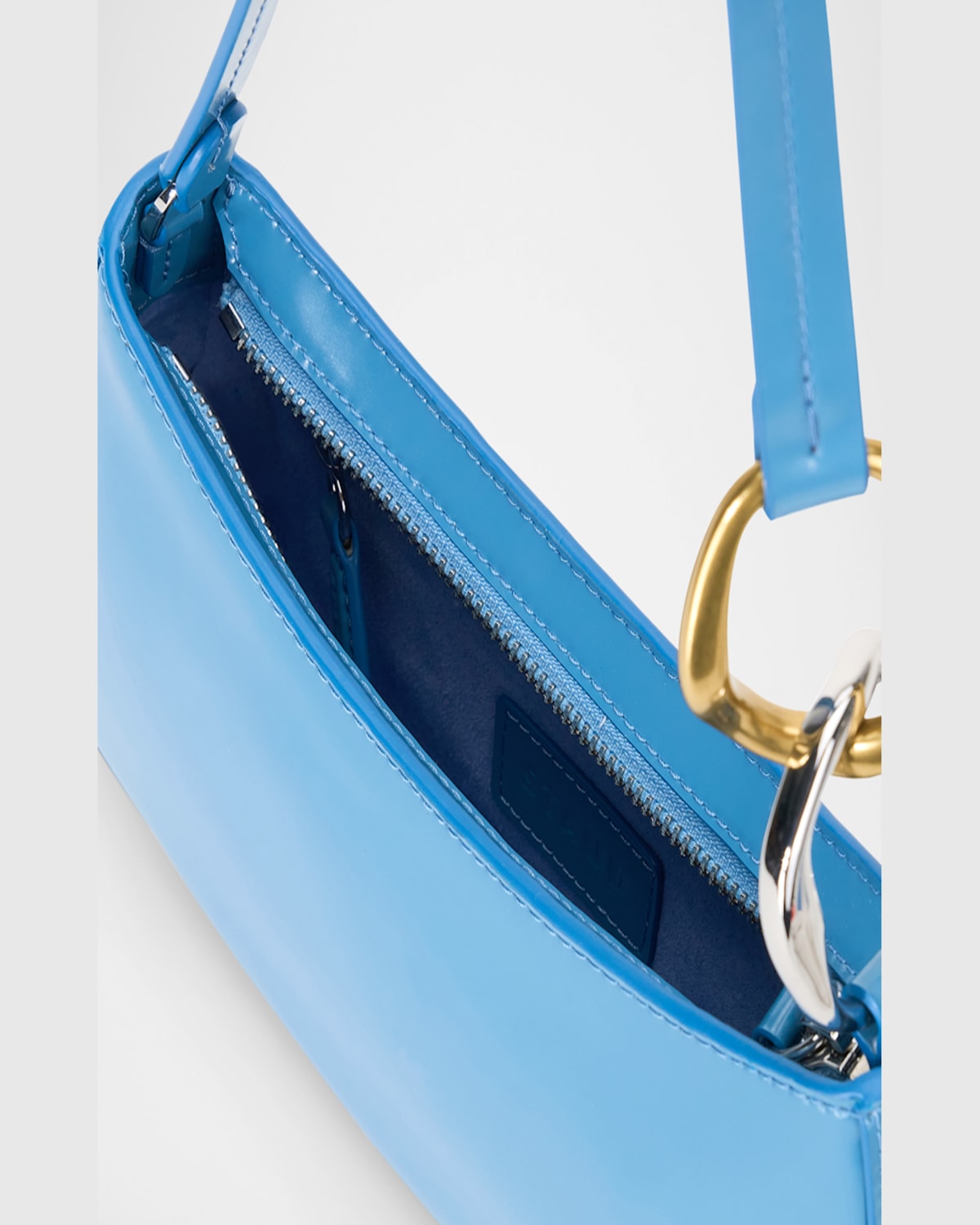 Staud Ollie Leather Shoulder Bag In  Blue