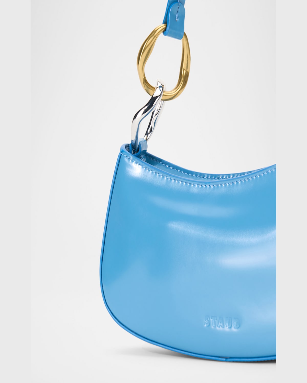 Staud Ollie Leather Shoulder Bag In  Blue