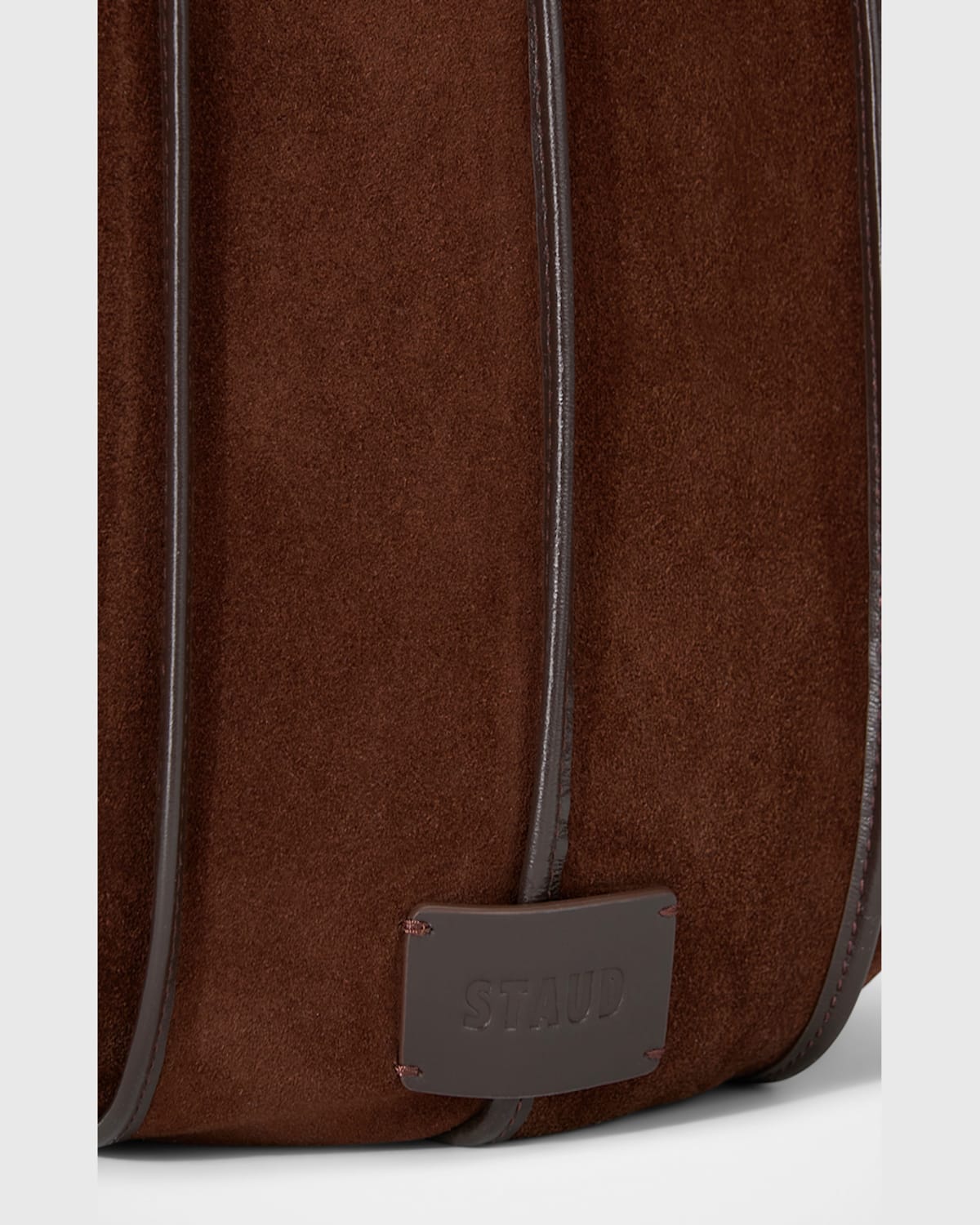 Staud Tulip Panel Suede Shoulder Bag In Mahogany