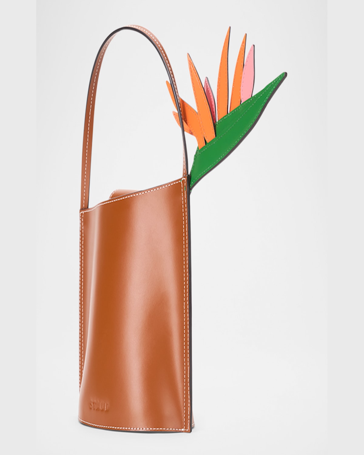 Staud The Bird Of Paradise Leather Bucket Bag In Tan