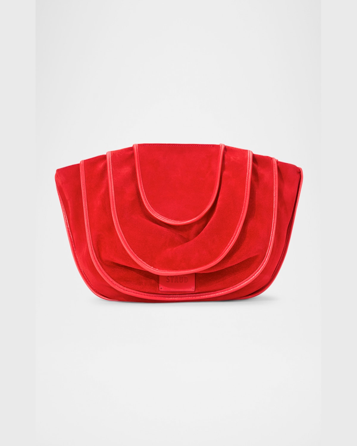 Staud Tulip Draped Panel Suede Shoulder Bag In Red Rose