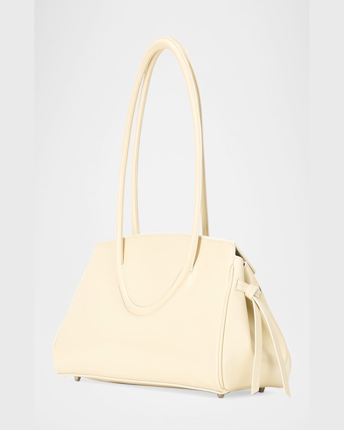 Staud Maude Fold-over Flap Leather Shoulder Bag In Cream