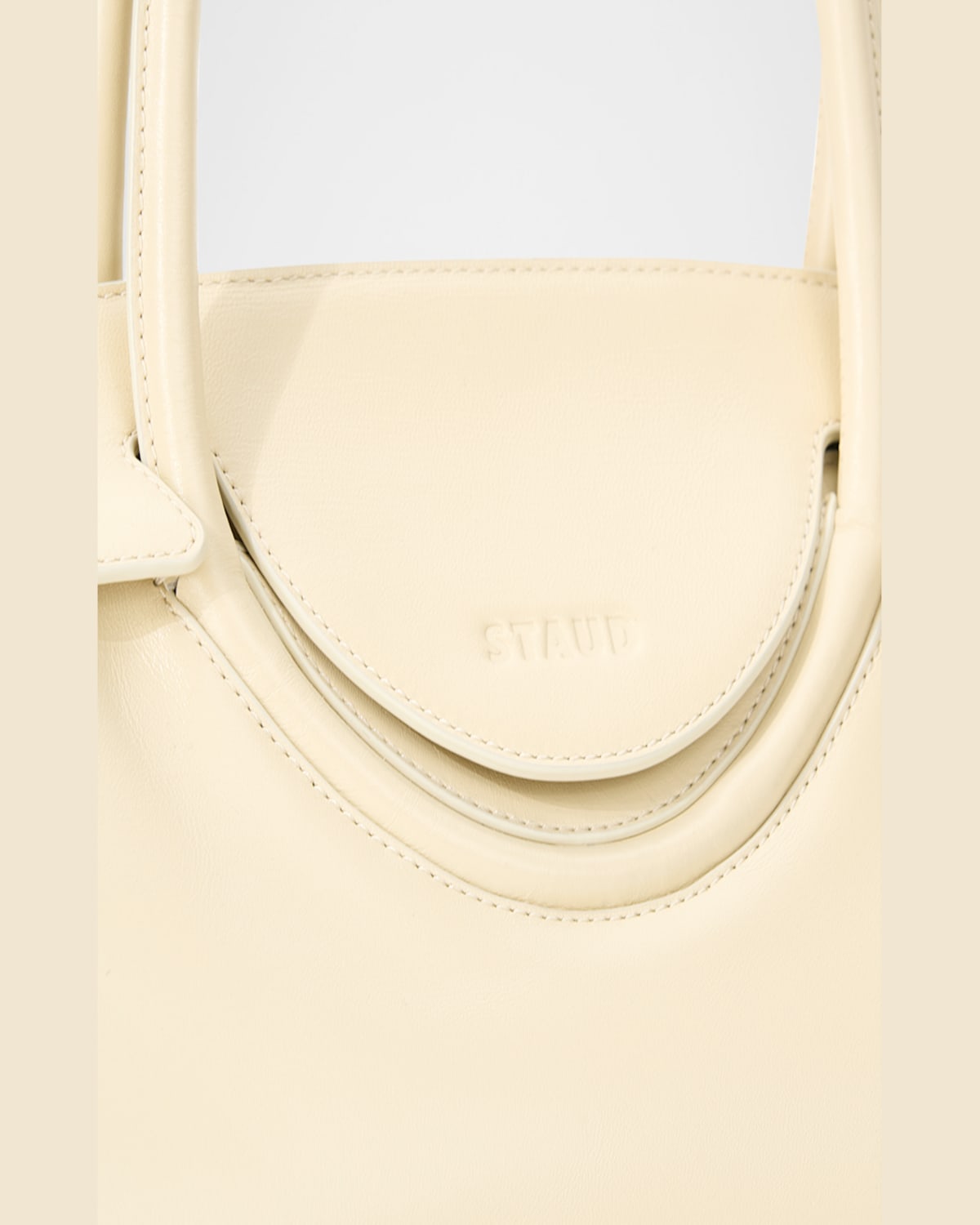 Staud Maude Fold-over Flap Leather Shoulder Bag In Cream