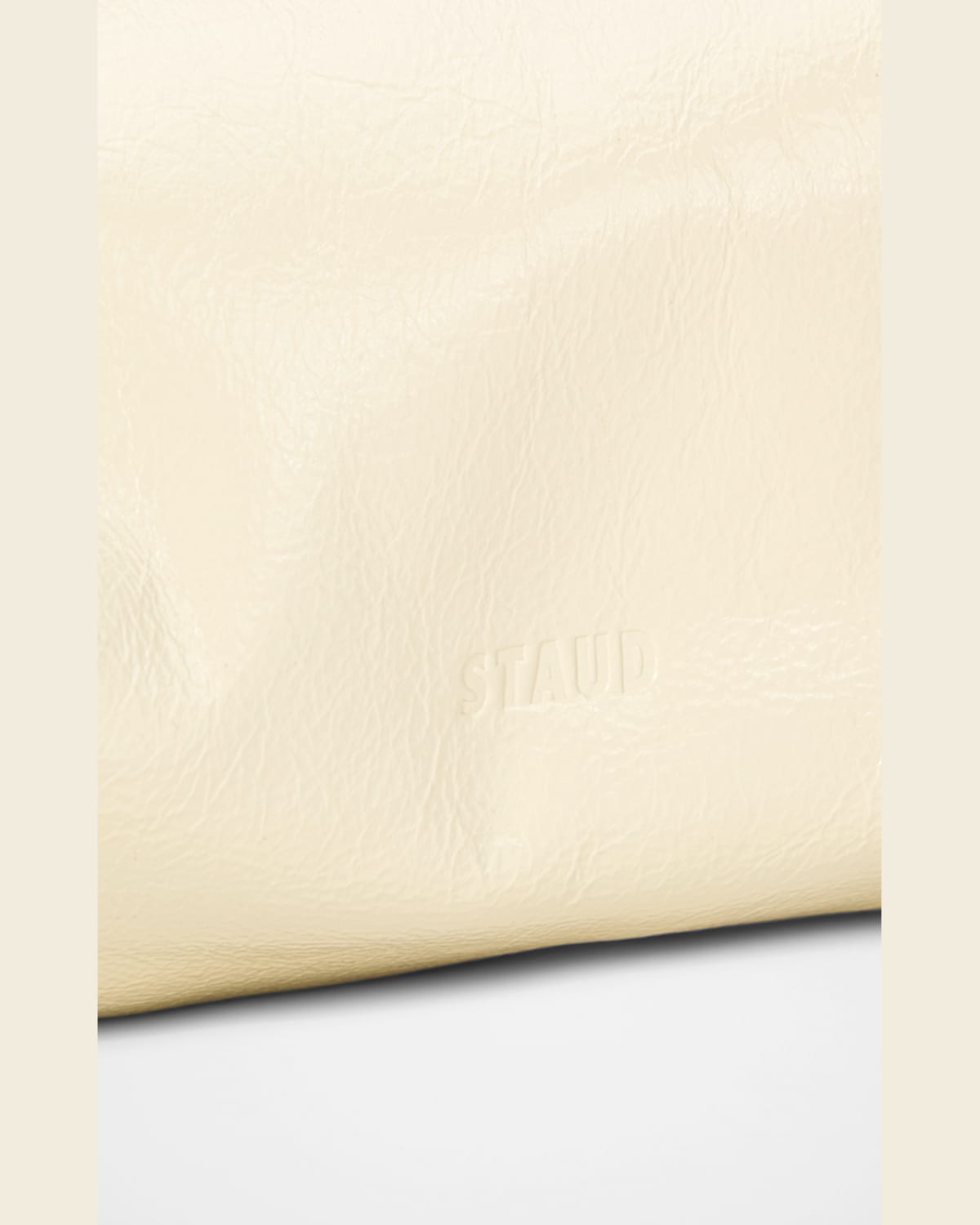 Staud Ronnie Mini Crinkled Leather Top-handle Bag In Cream