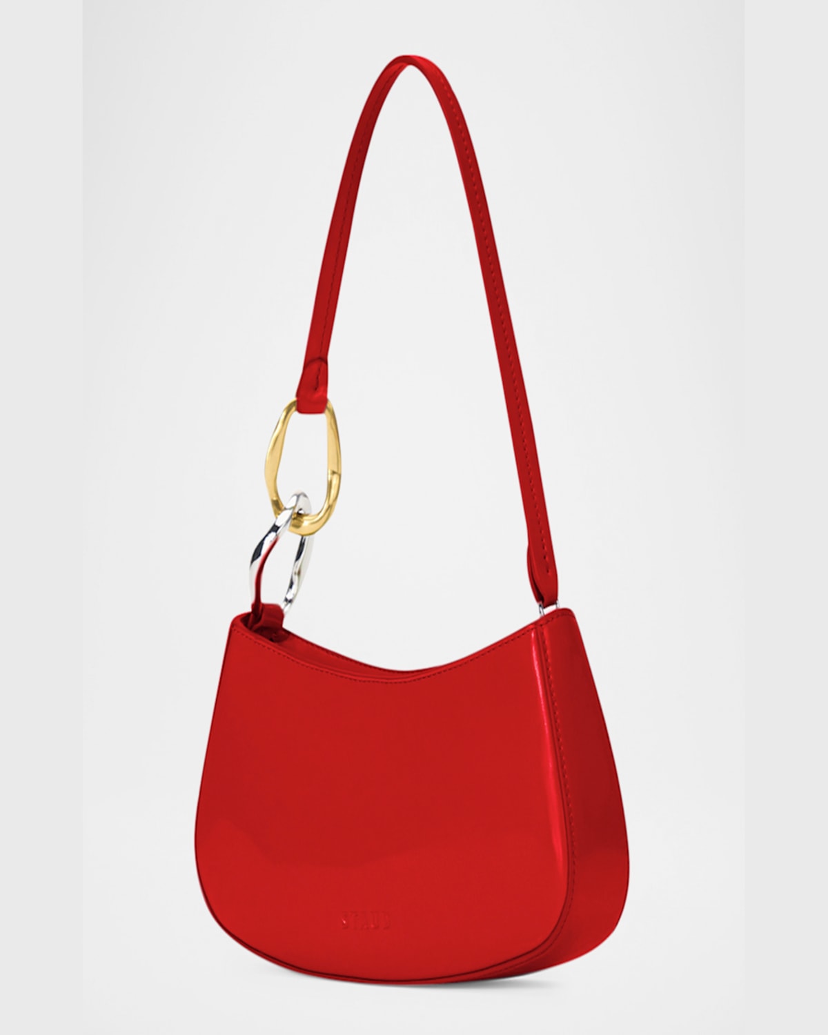 Staud Ollie Zip Leather Shoulder Bag In Cherry