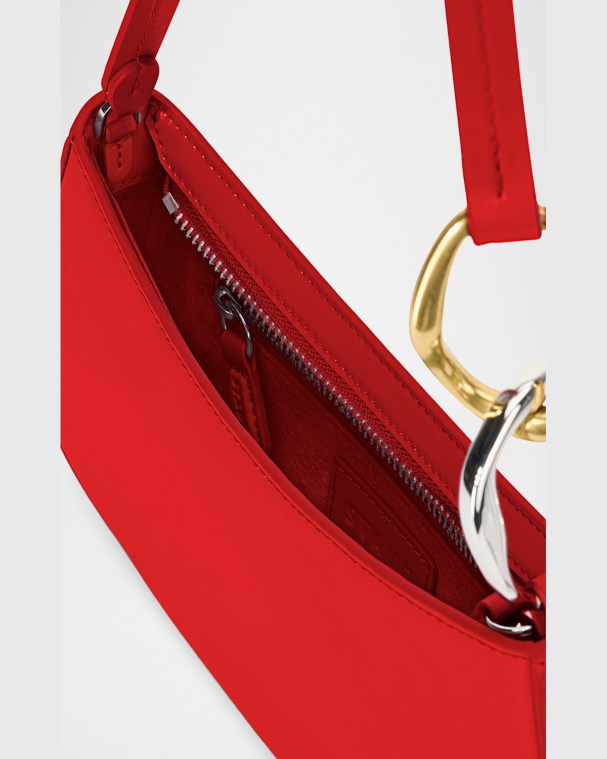 Staud Ollie Zip Leather Shoulder Bag In Cherry