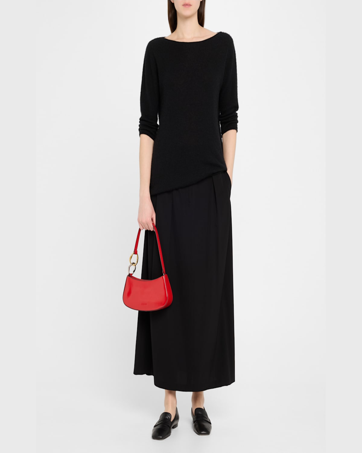 Staud Ollie Zip Leather Shoulder Bag In Cherry