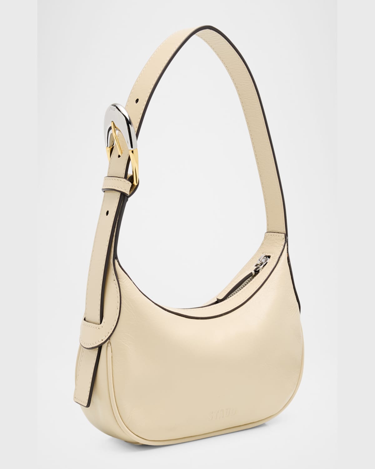 Staud Lennox Leather Shoulder Bag In Cream
