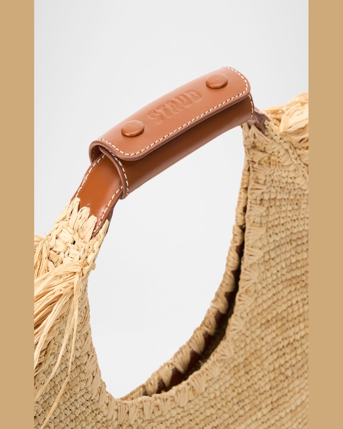 Staud Large Moon Fringe Raffia Top Handle Tote In Natural Fringe