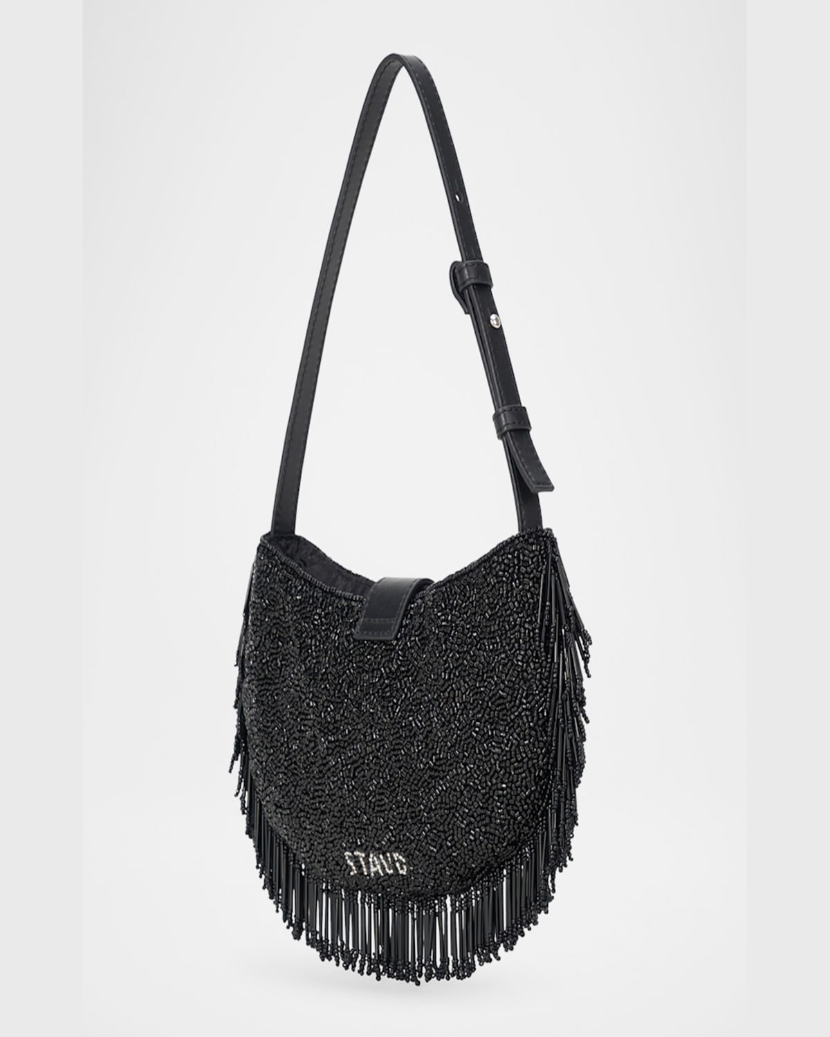 Staud Alana Beaded Fringe Shoulder Bag In Black Fringe