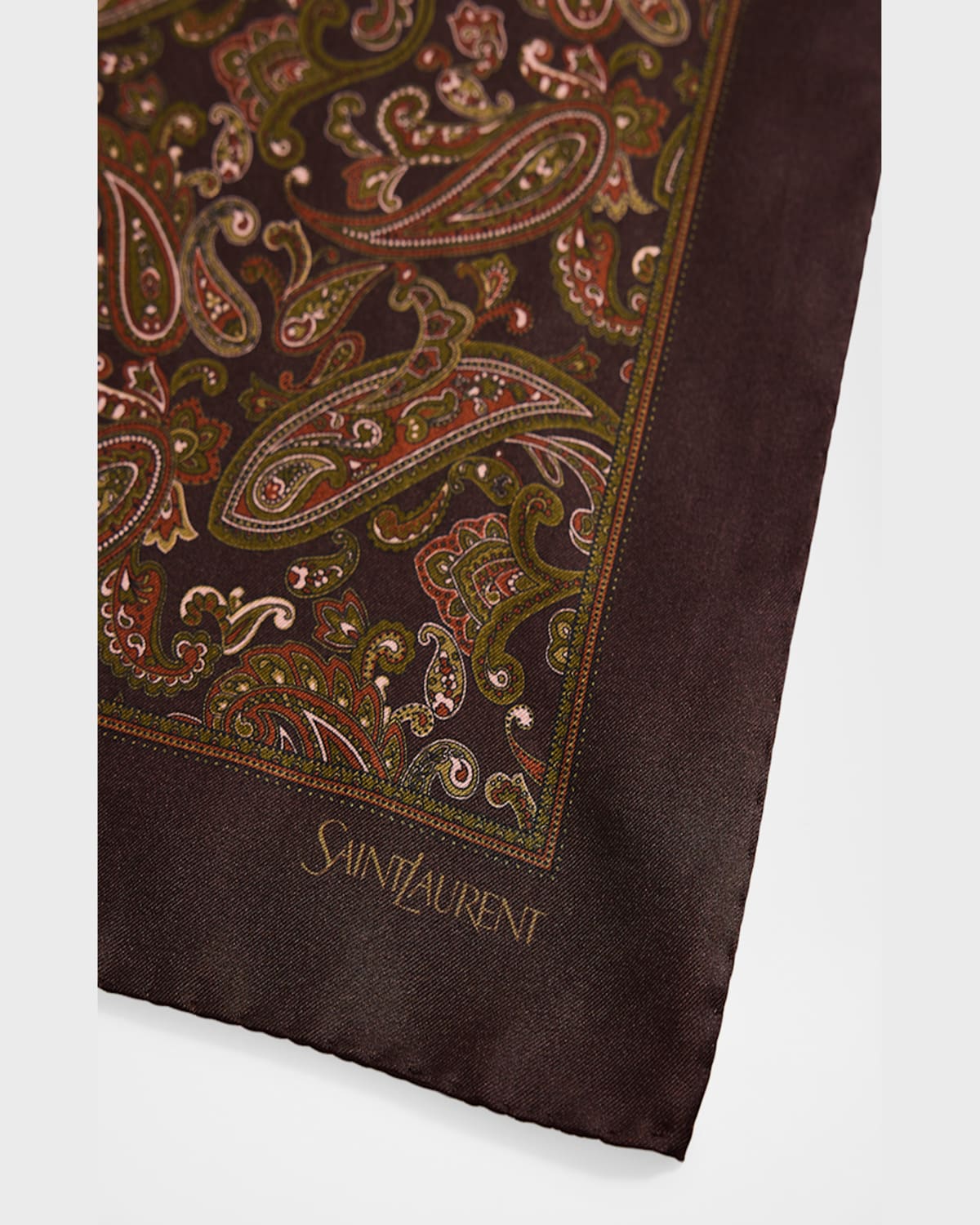 Saint Laurent Paisley-print Silk Scarf In Brown Light Brown