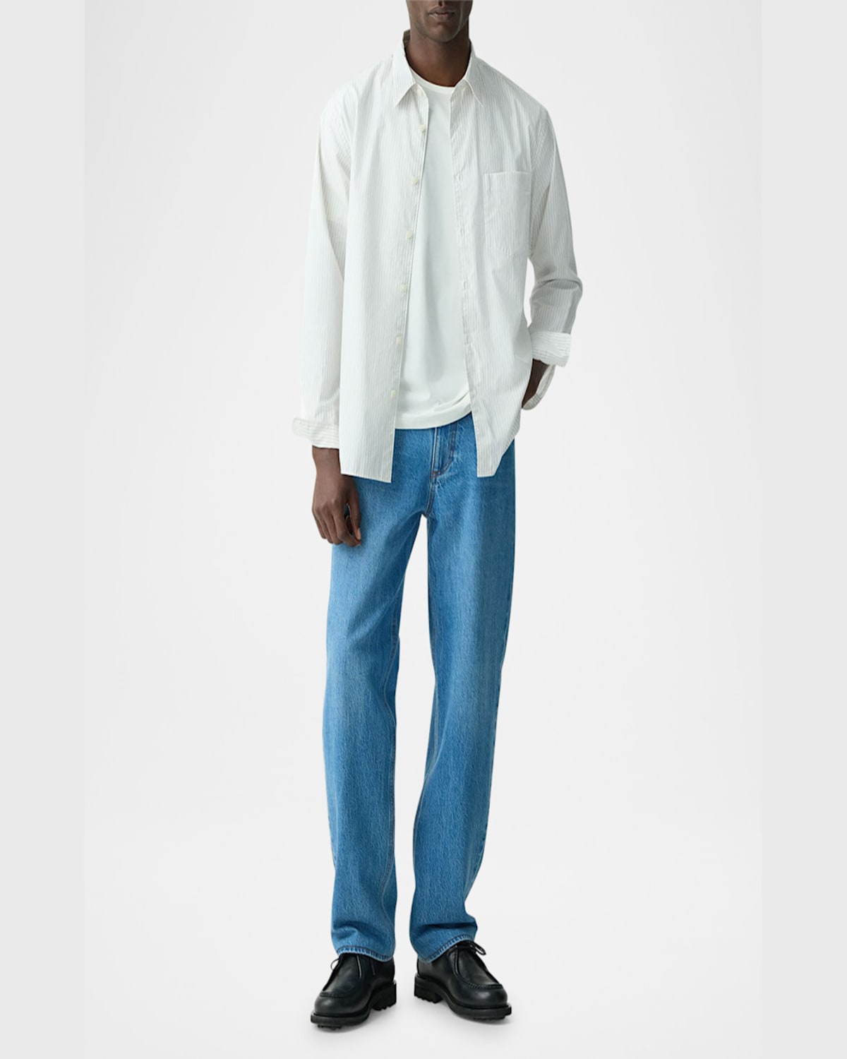 Theory Weekend Regular Fit Striped Shirt In Baltic/white
