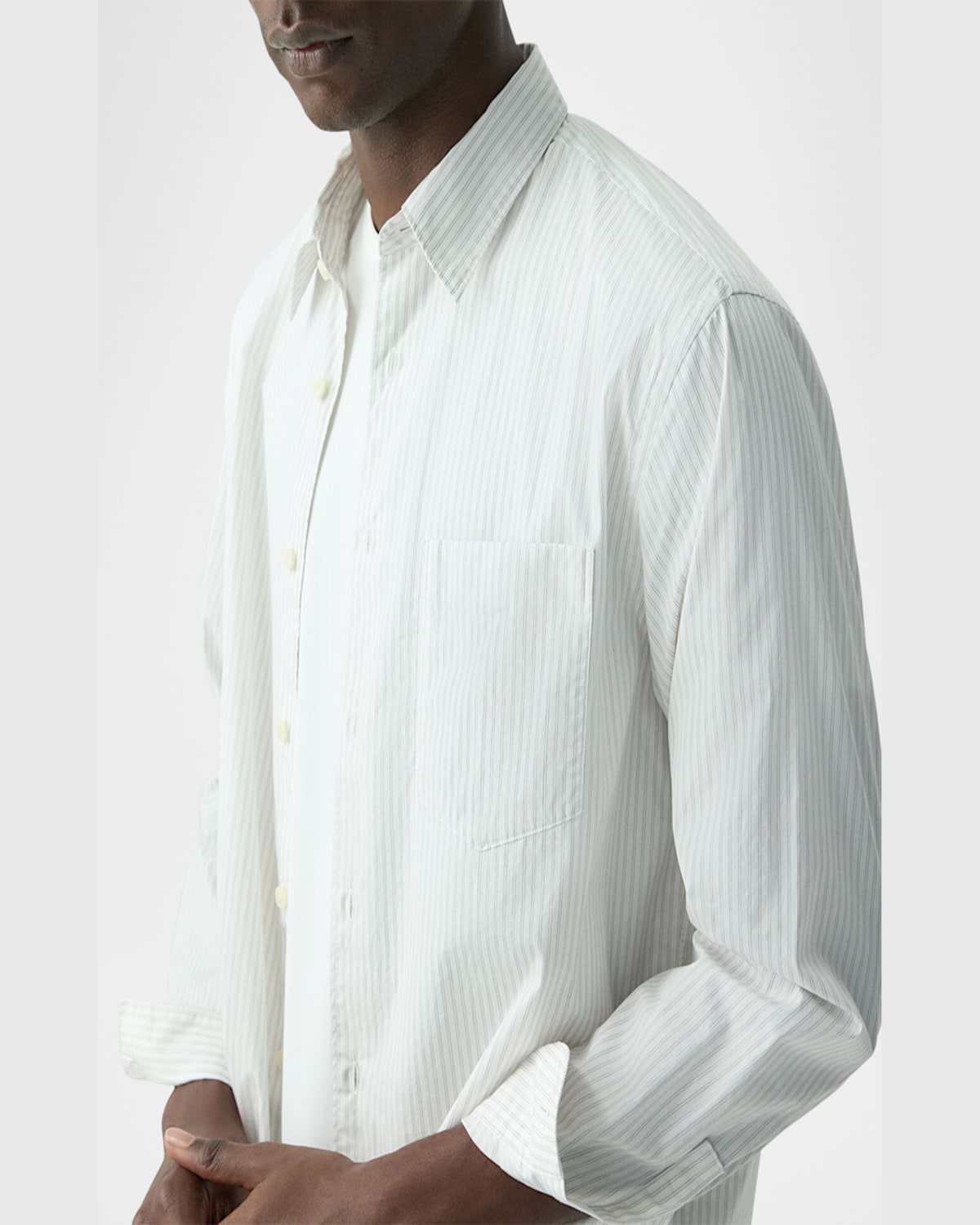 Theory Weekend Regular Fit Striped Shirt In Baltic/white