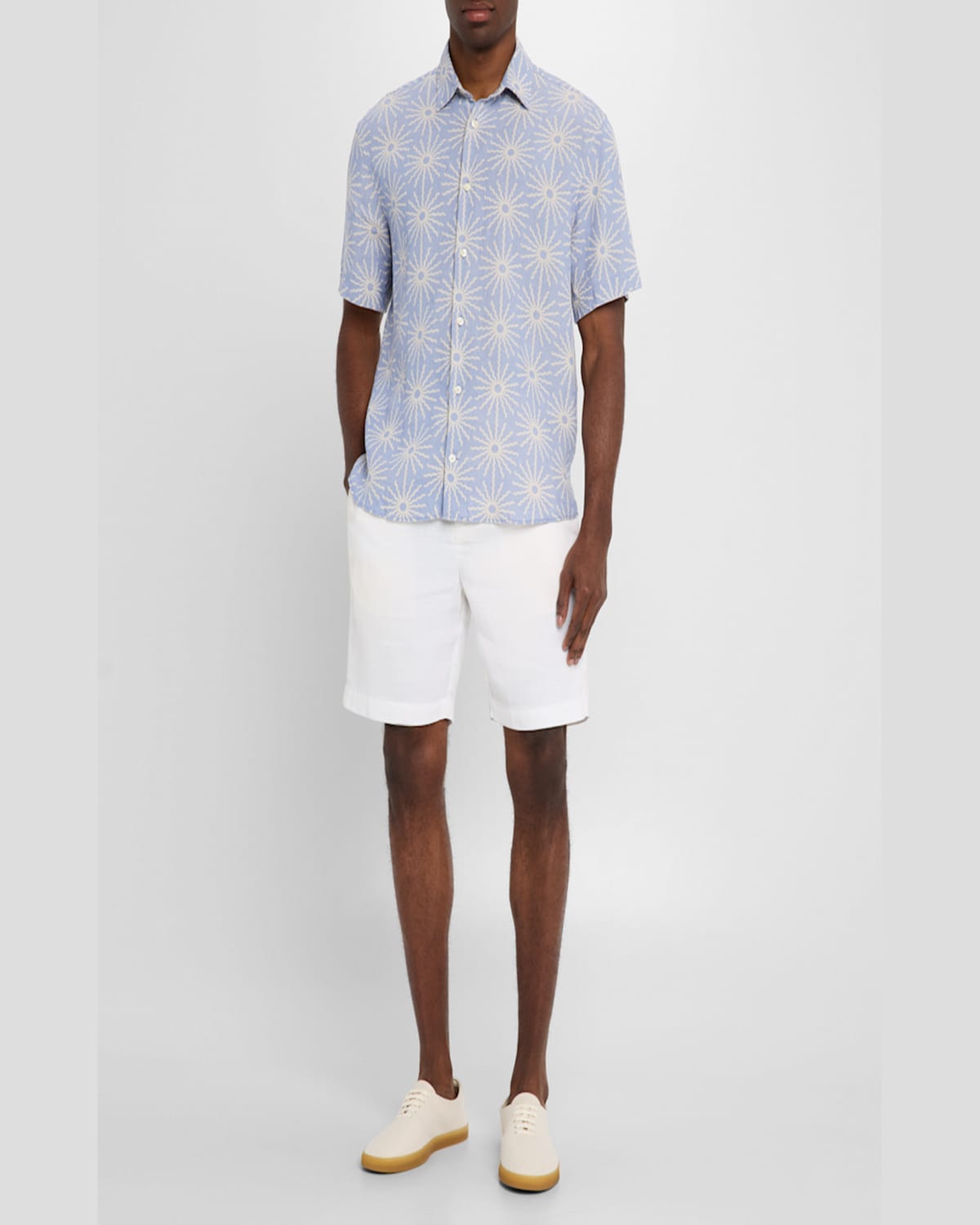 FRESCOBOL CARIOCA MEN'S CASTRO COPA SOL-PRINT LINEN SHORT-SLEEVE SHIRT 