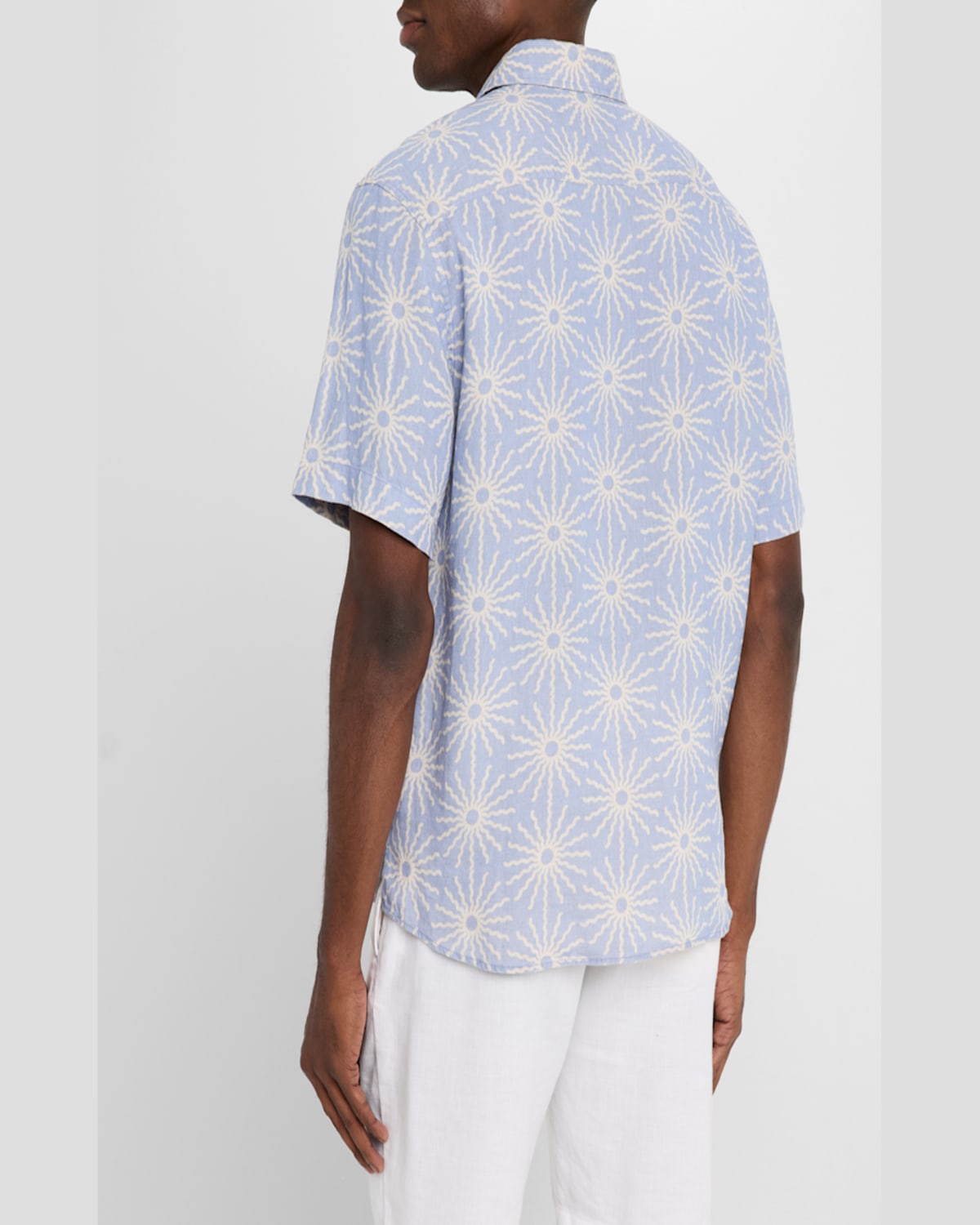 FRESCOBOL CARIOCA MEN'S CASTRO COPA SOL-PRINT LINEN SHORT-SLEEVE SHIRT 