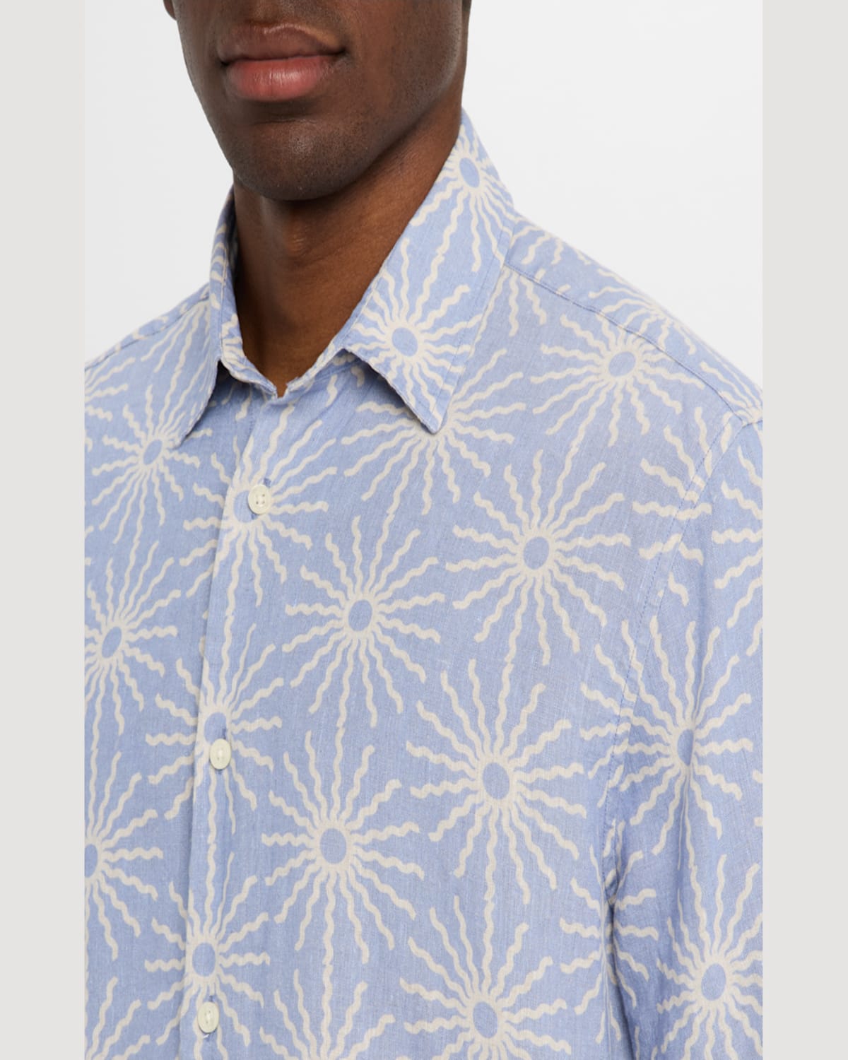 FRESCOBOL CARIOCA MEN'S CASTRO COPA SOL-PRINT LINEN SHORT-SLEEVE SHIRT 