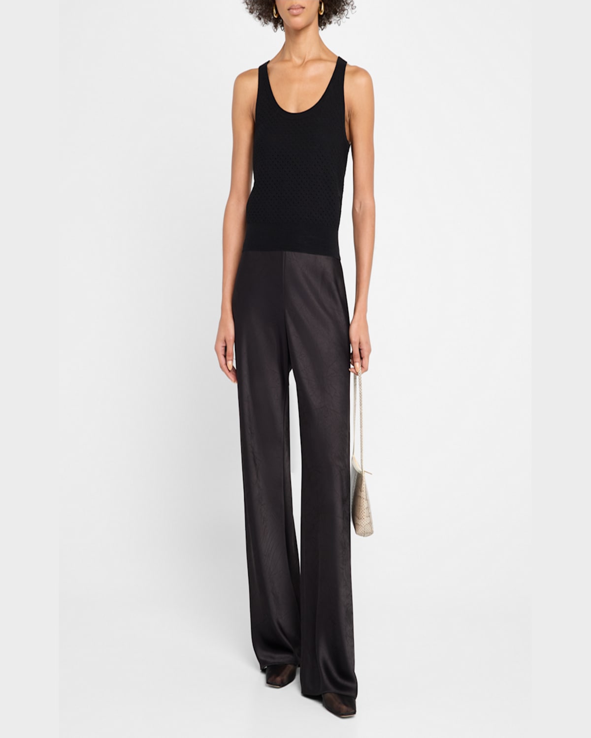 Vince Double Layer Mesh Sweater Tank In Black