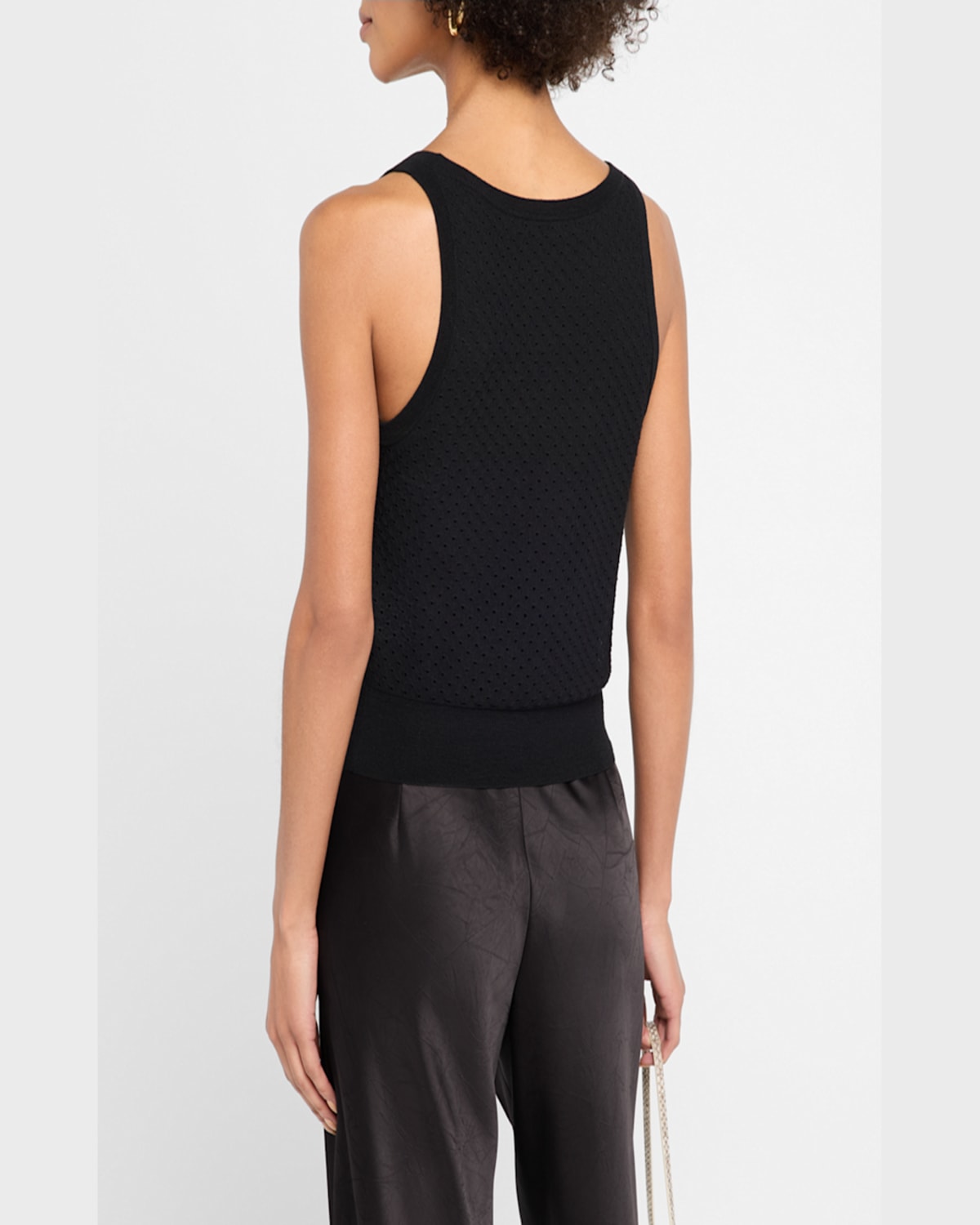 Vince Double Layer Mesh Sweater Tank In Black