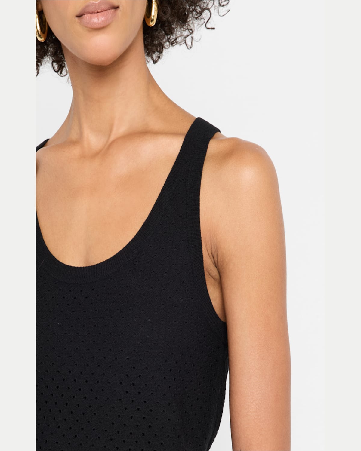Vince Double Layer Mesh Sweater Tank In Black