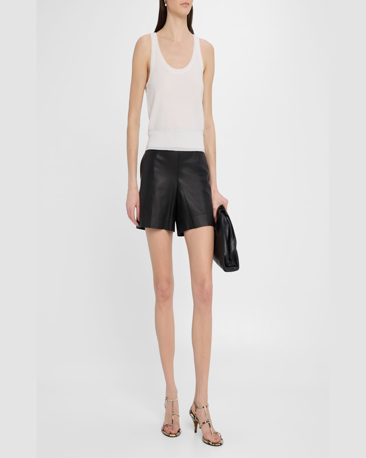 Vince Double Layer Mesh Sweater Tank In Optic White