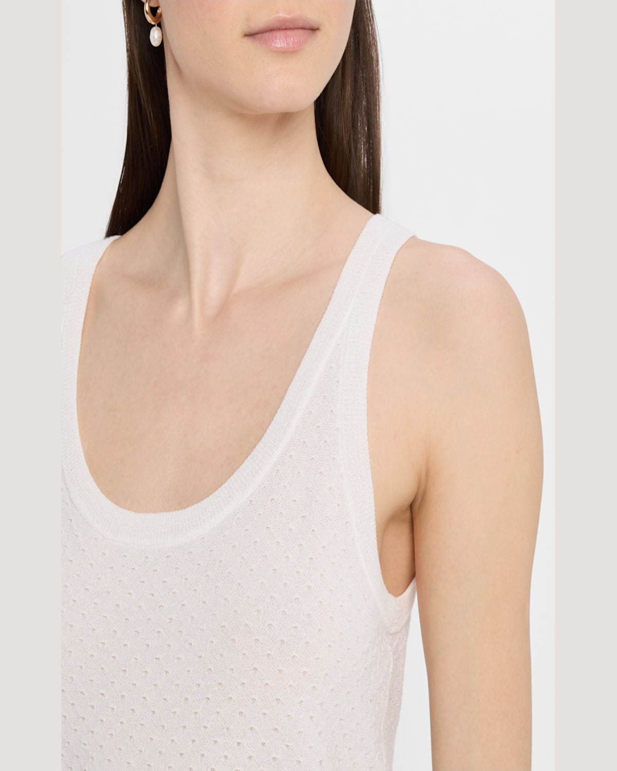Vince Double Layer Mesh Sweater Tank In Optic White