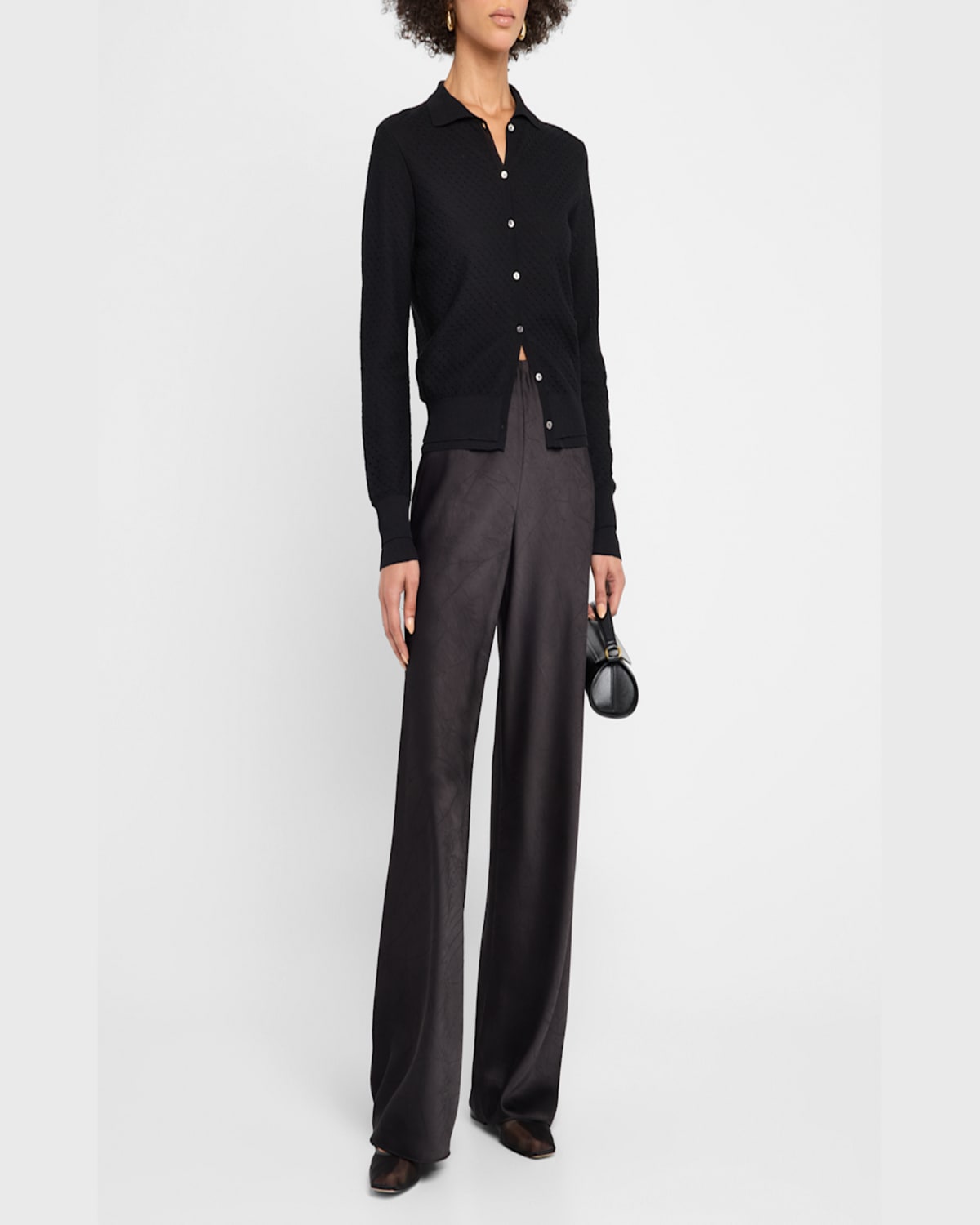Vince Double Layer Organic Cotton Blend Cardigan In Black
