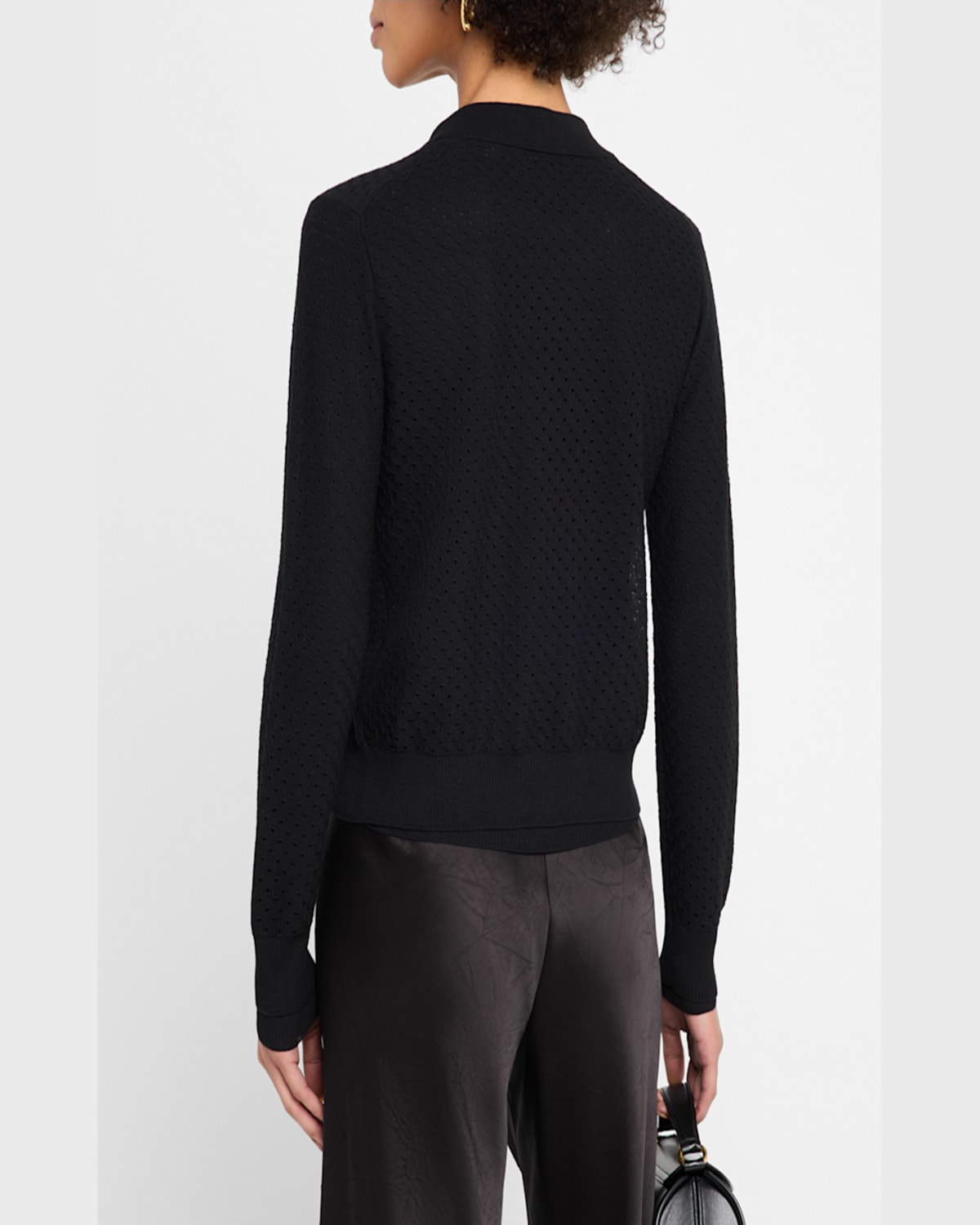 Vince Double Layer Organic Cotton Blend Cardigan In Black