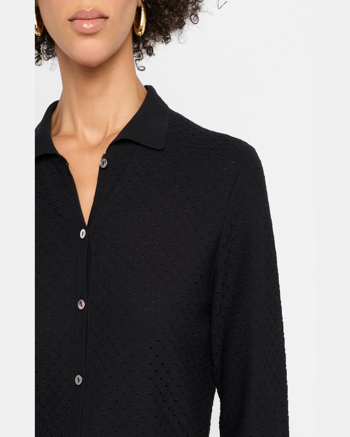 Vince Double Layer Organic Cotton Blend Cardigan In Black