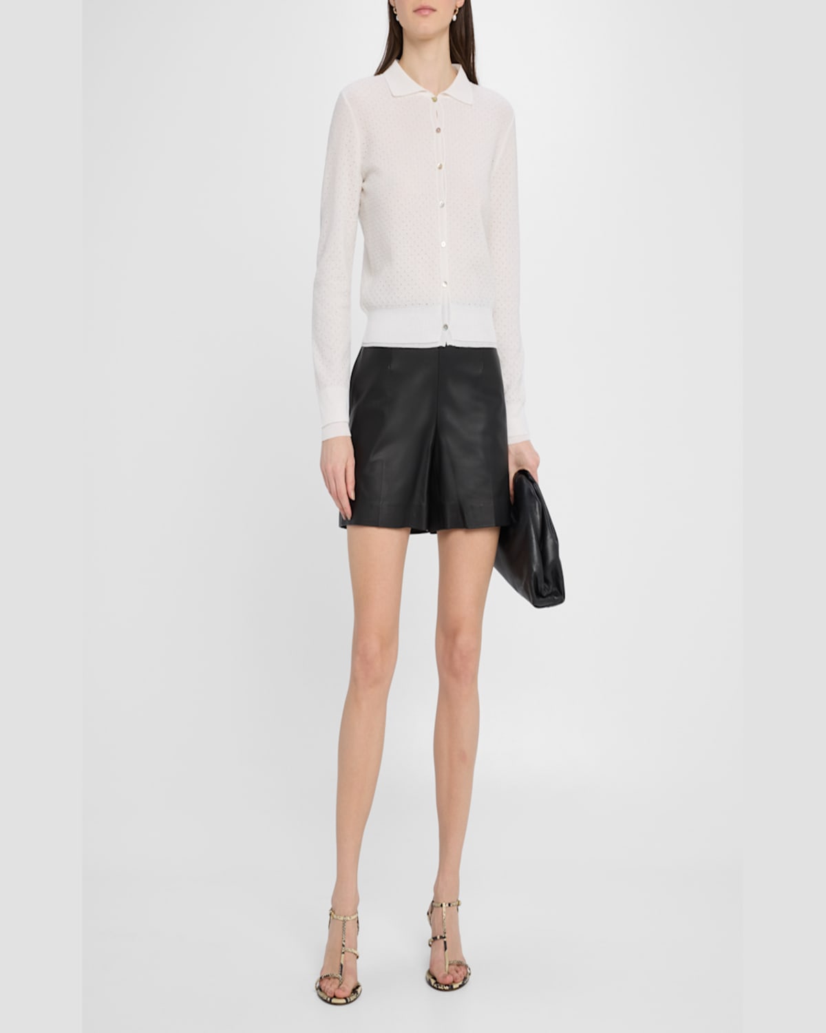 Vince Double Layer Organic Cotton Blend Cardigan In Optic White