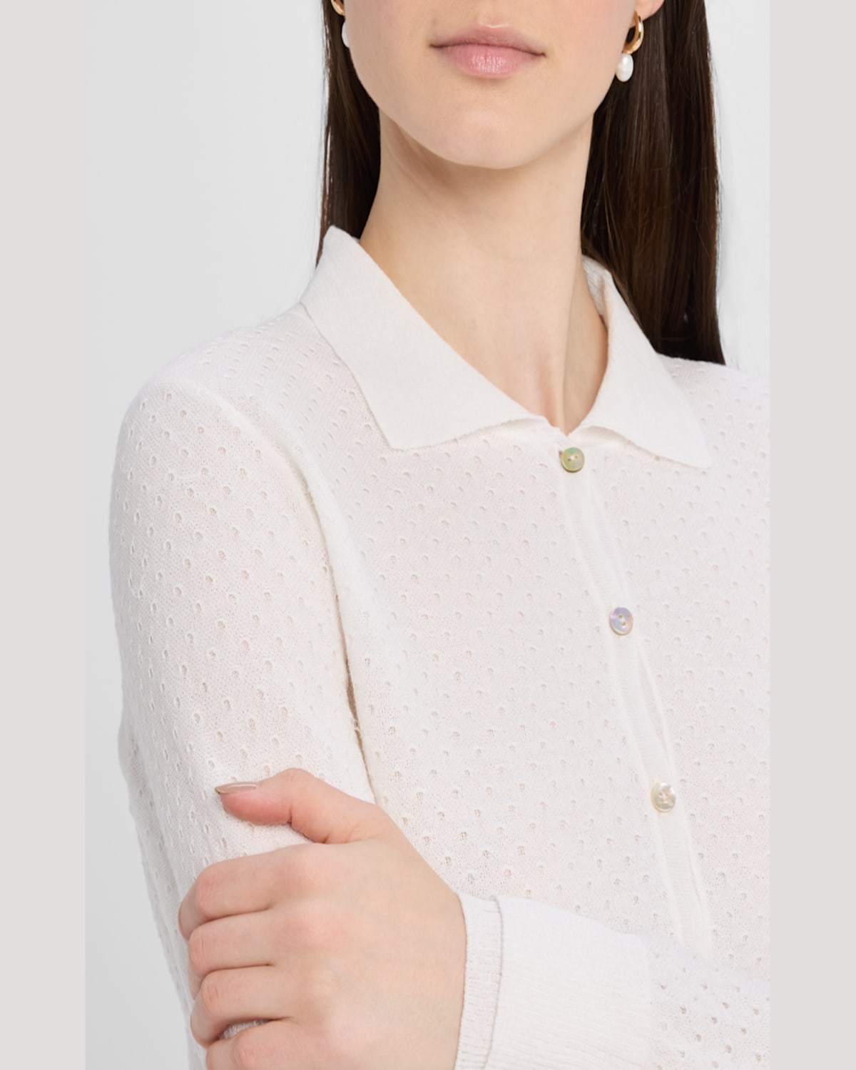 Vince Double Layer Organic Cotton Blend Cardigan In Optic White