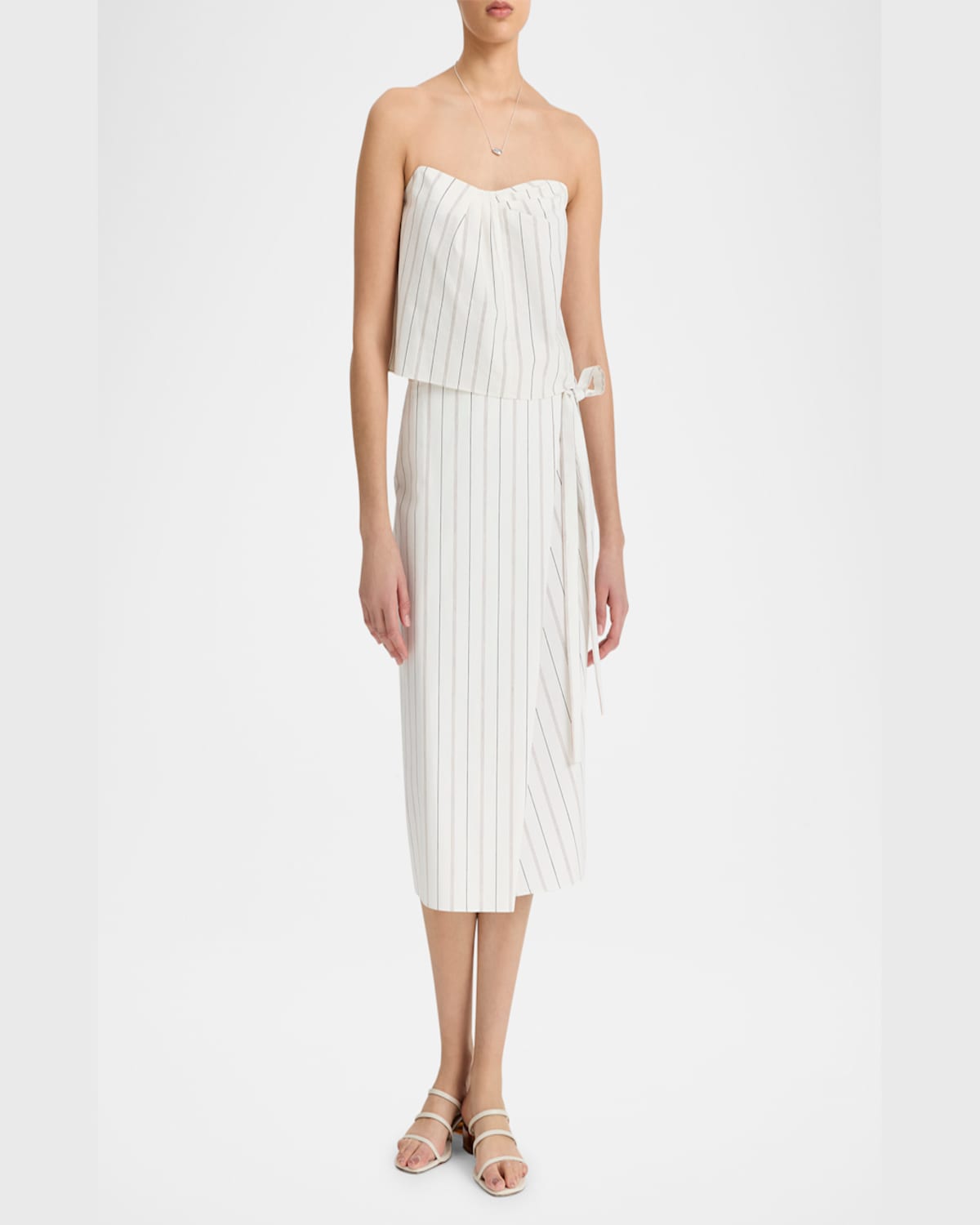 Vince Seedling Stripe Cotton Wrap Skirt In Off Whitemarigold