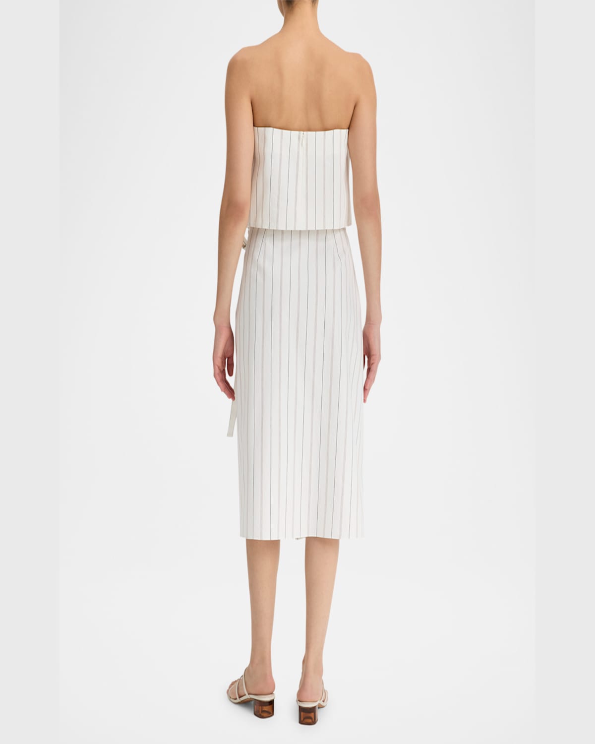 Vince Seedling Stripe Cotton Wrap Skirt In Off Whitemarigold