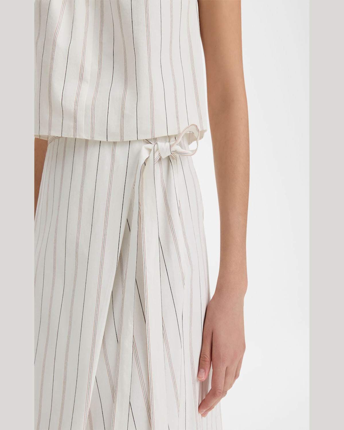 Vince Seedling Stripe Cotton Wrap Skirt In Off Whitemarigold
