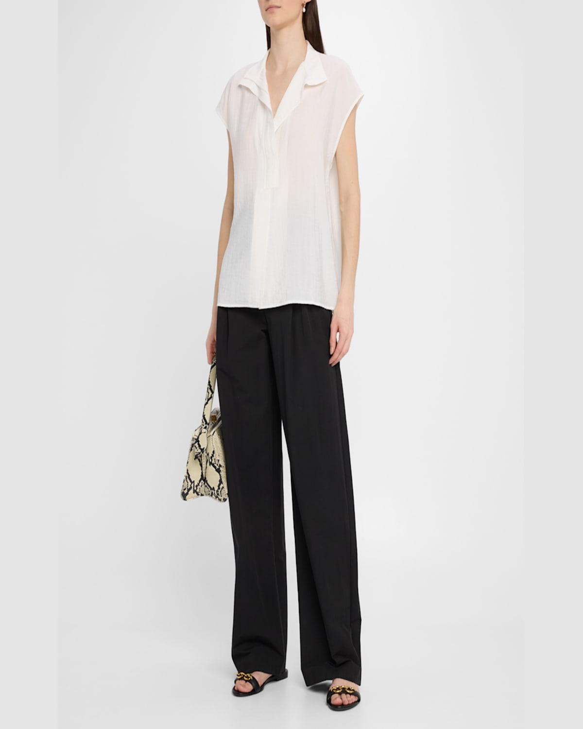 Shop Vince Cap-sleeve Blouse In Off White