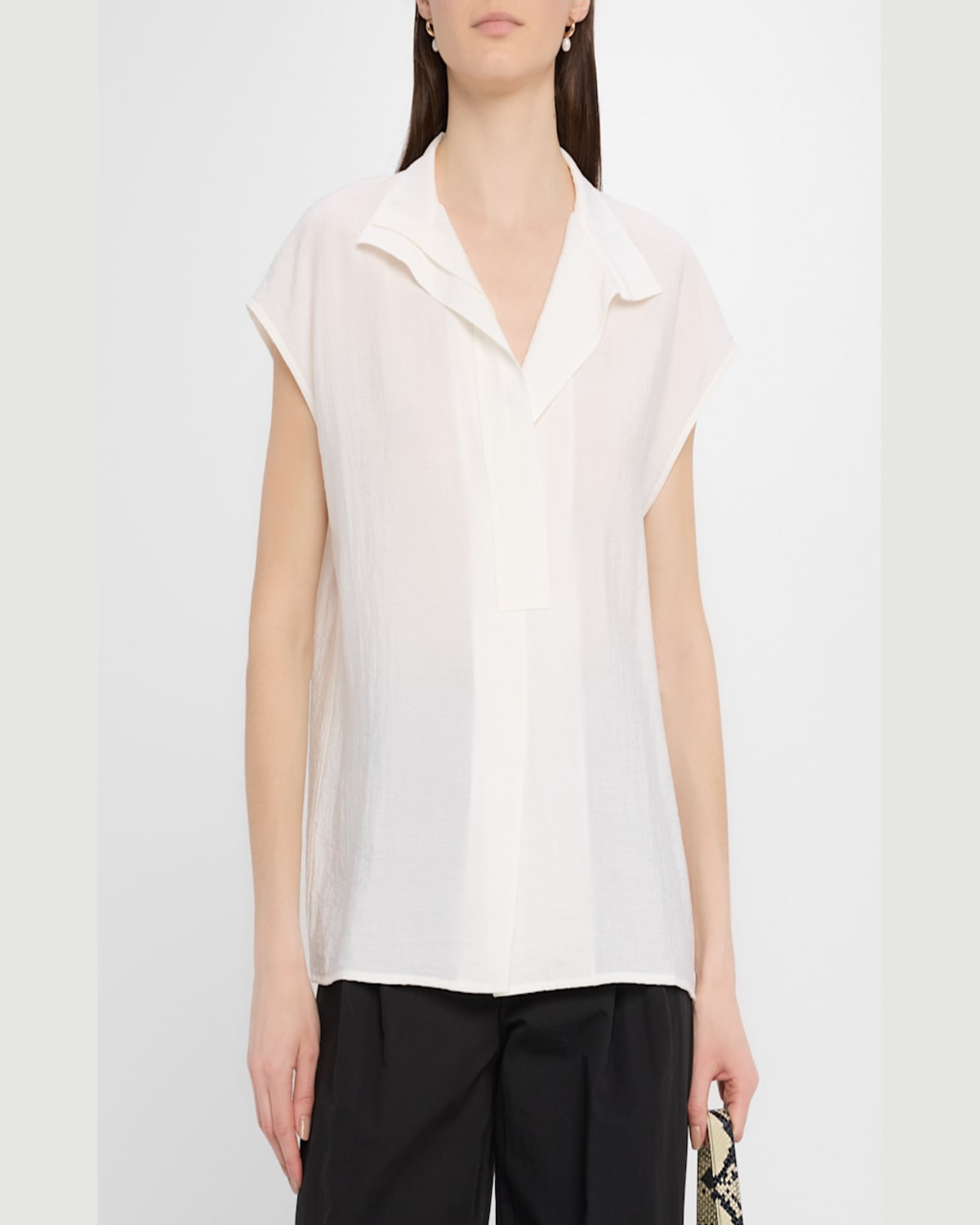 Shop Vince Cap-sleeve Blouse In Off White