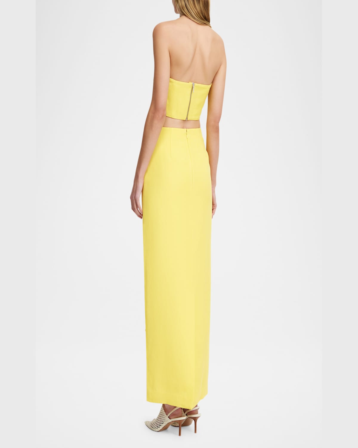 Significant Other Carly Linen Blend Embroidered Column Maxi Skirt In Lemon
