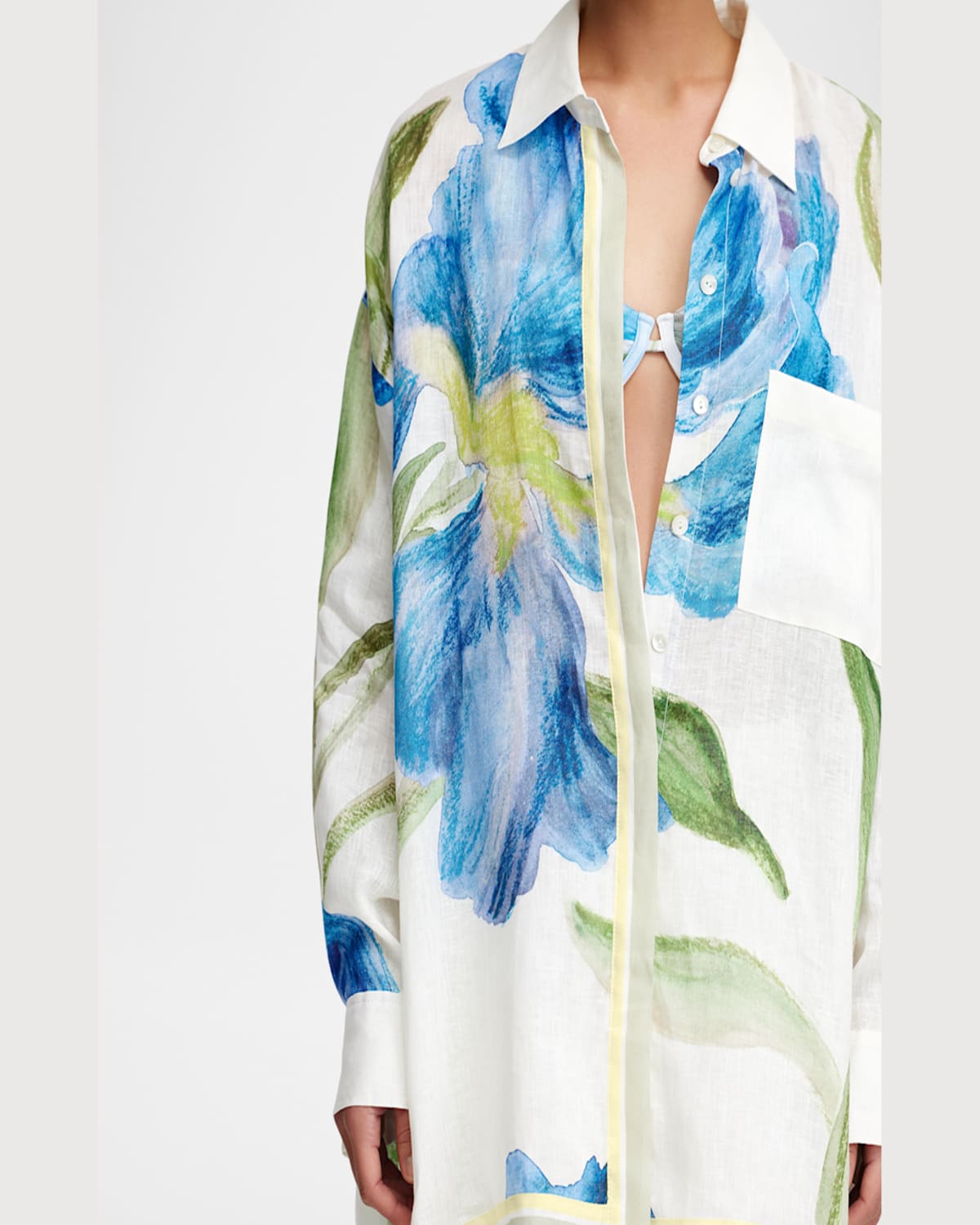 Significant Other Tess Long-sleeve Floral Shirt In Iris Bouquet