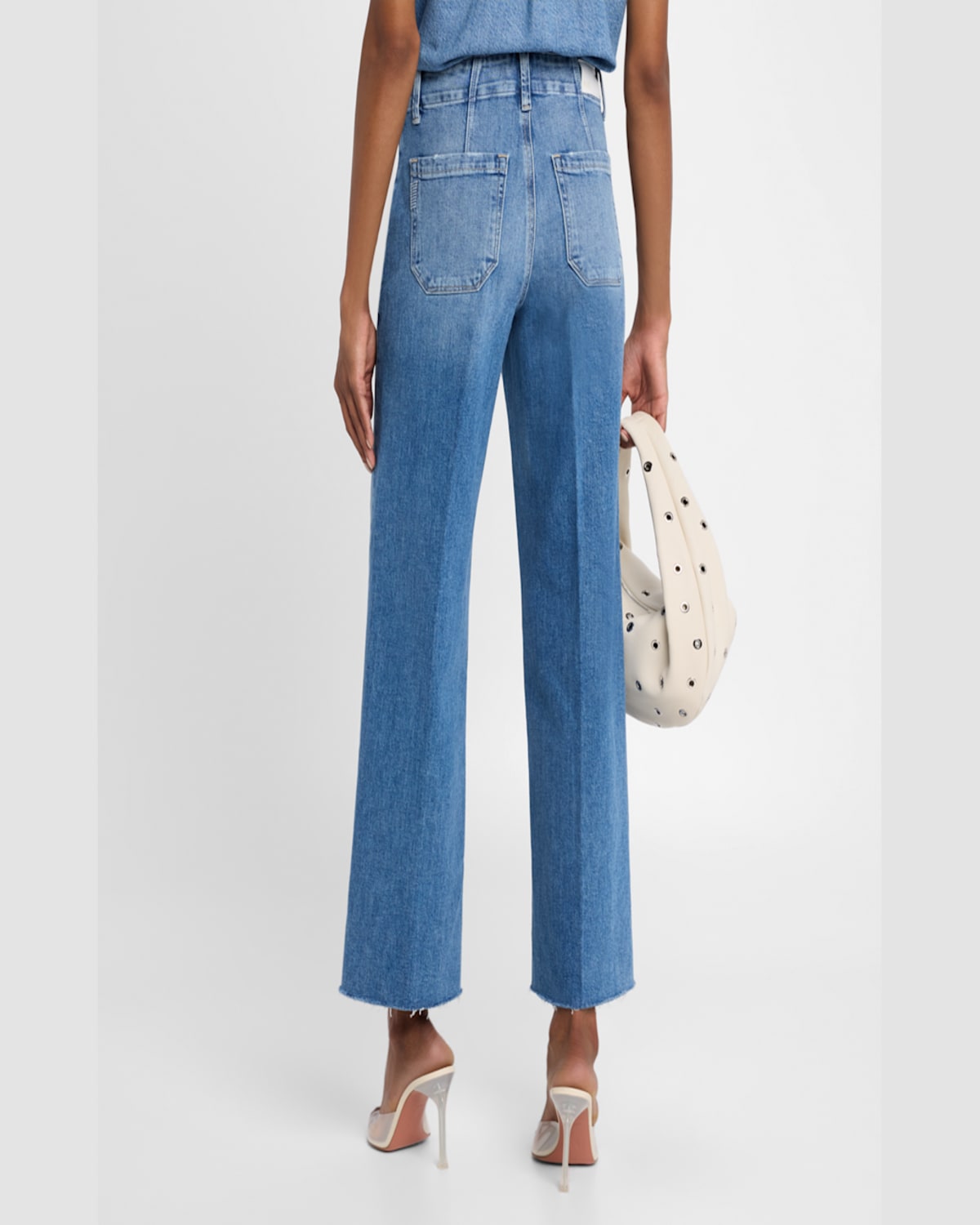 Shop Paige Anessa Raw Hem Jeans With Utility Pockets In Viva