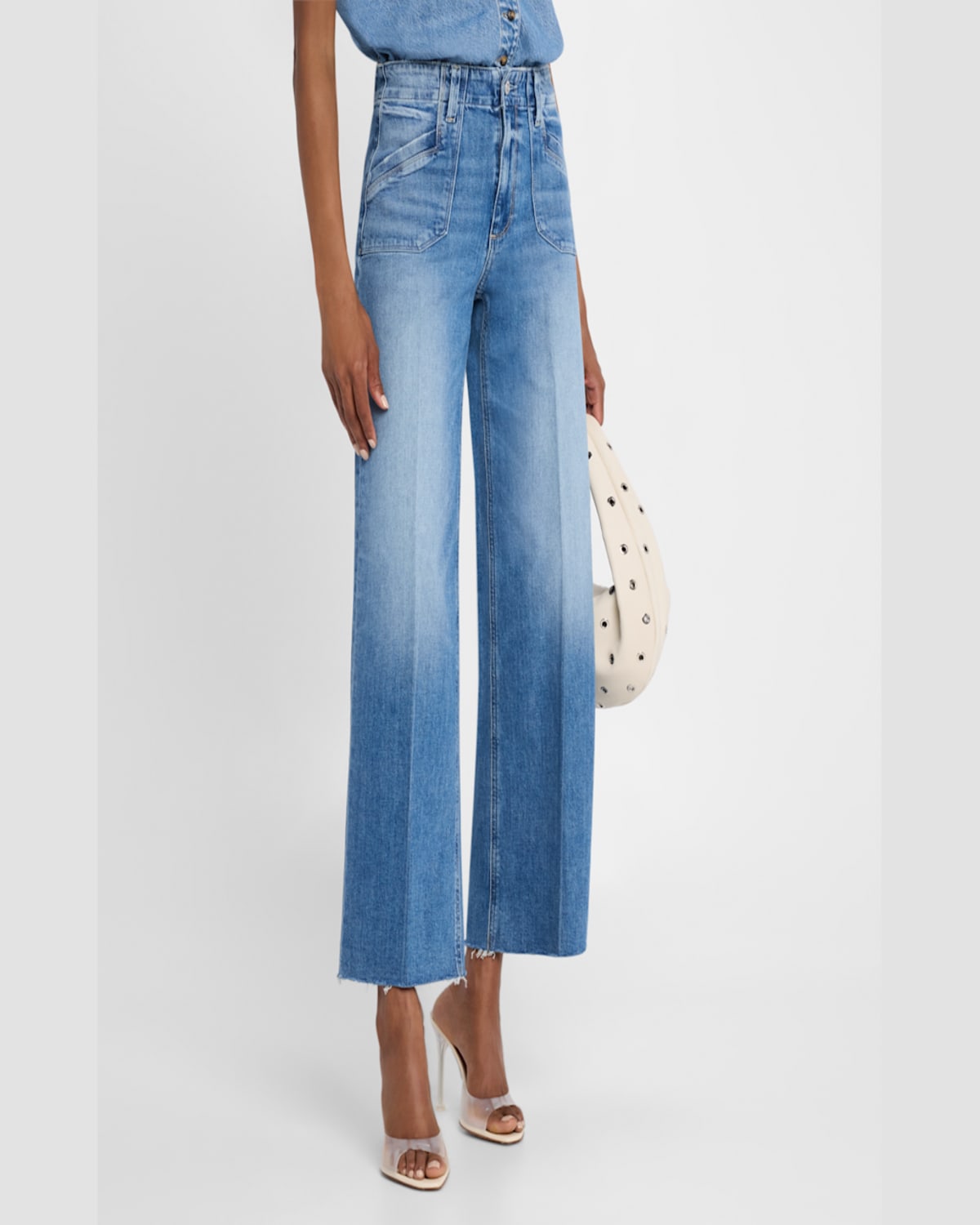 PAIGE ANESSA RAW HEM JEANS WITH UTILITY POCKETS 
