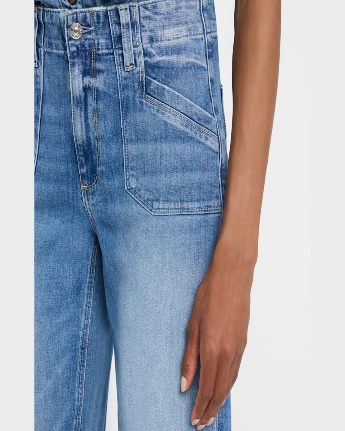 PAIGE ANESSA RAW HEM JEANS WITH UTILITY POCKETS 